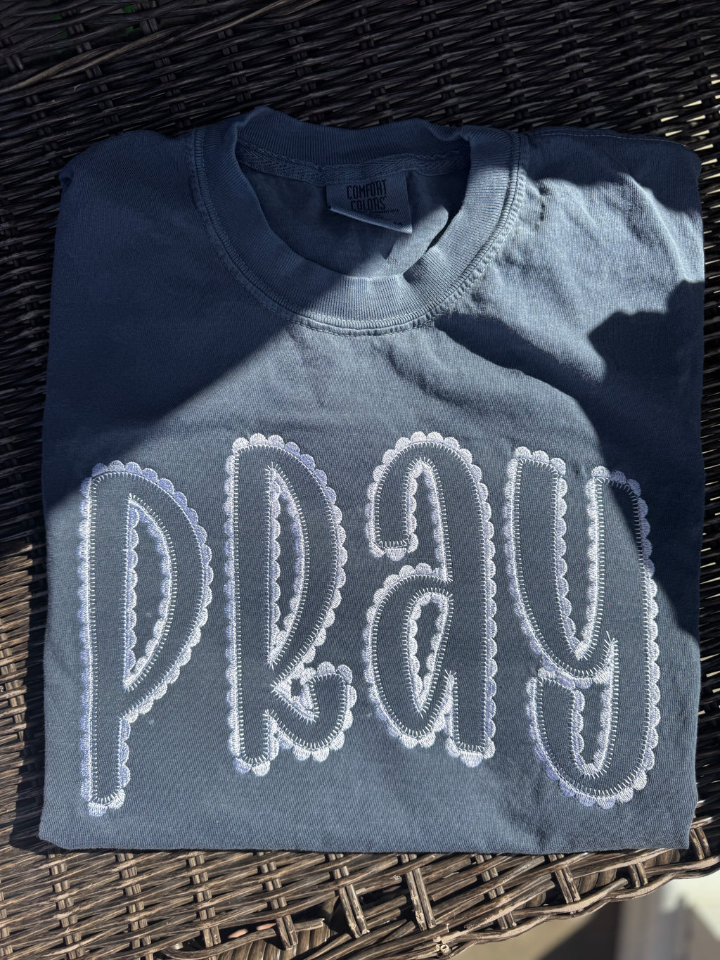 Pray Embroidered Short Sleeve Shirt