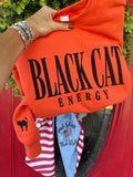 Black cat energy embroidered Sweatshirt