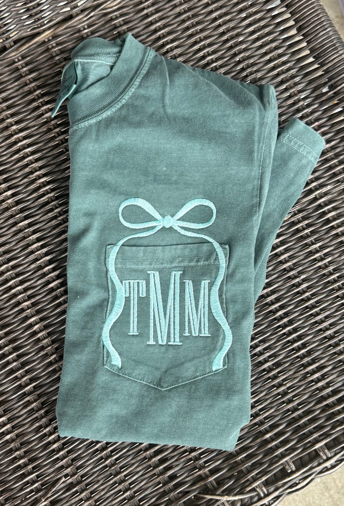 Bow Monogram Embroidered Tee