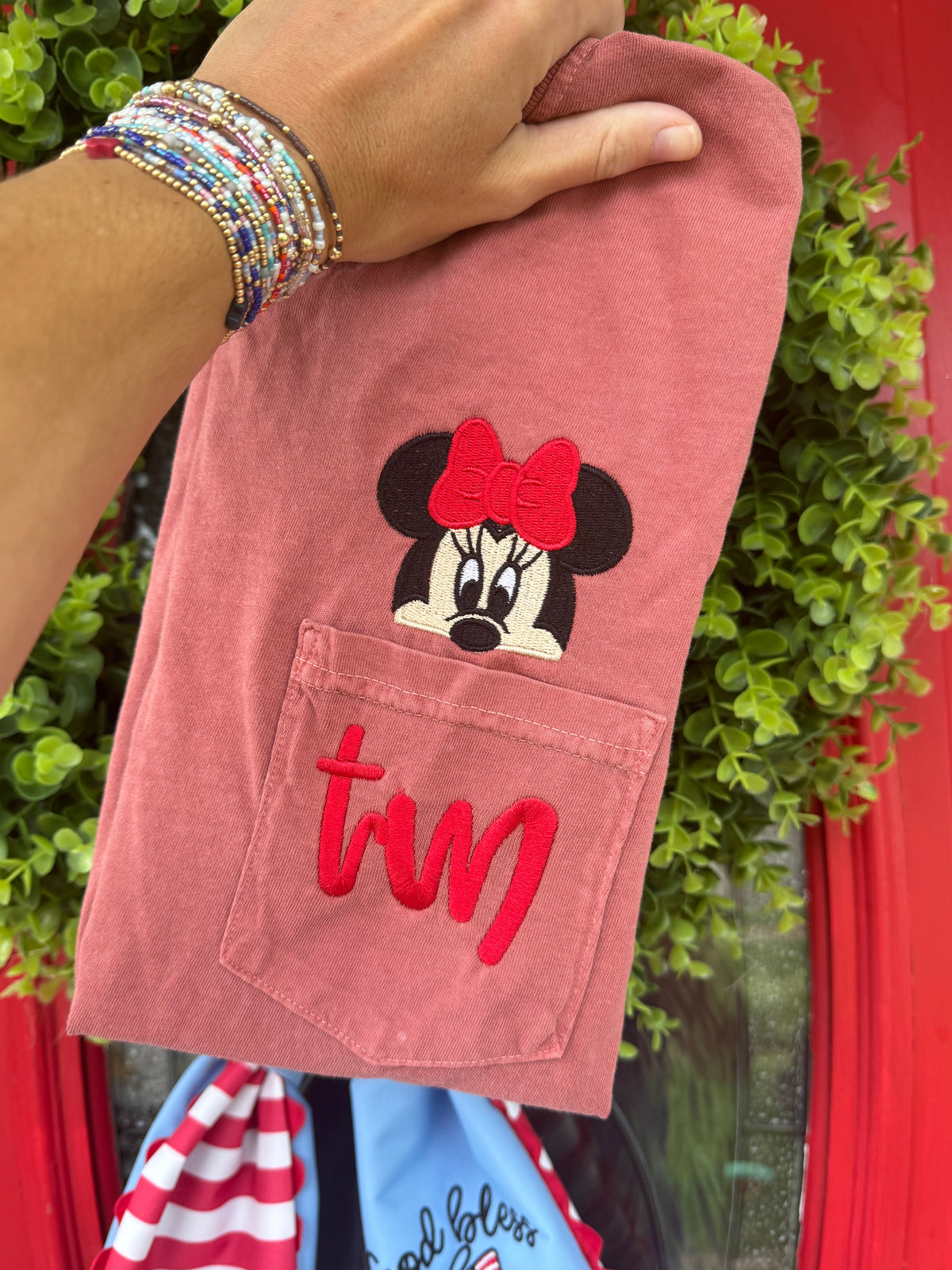 Girly mouse monogram embroidered tee