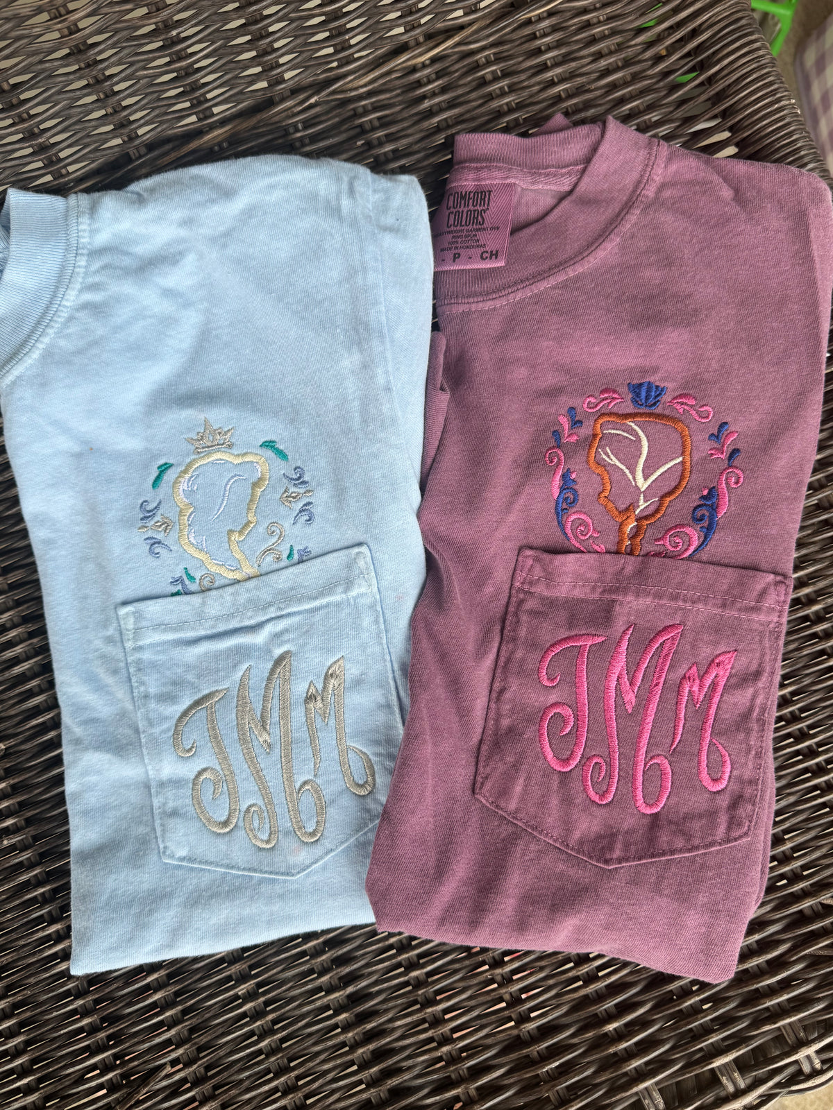 Ice Princess and sister monogram embroidered tee