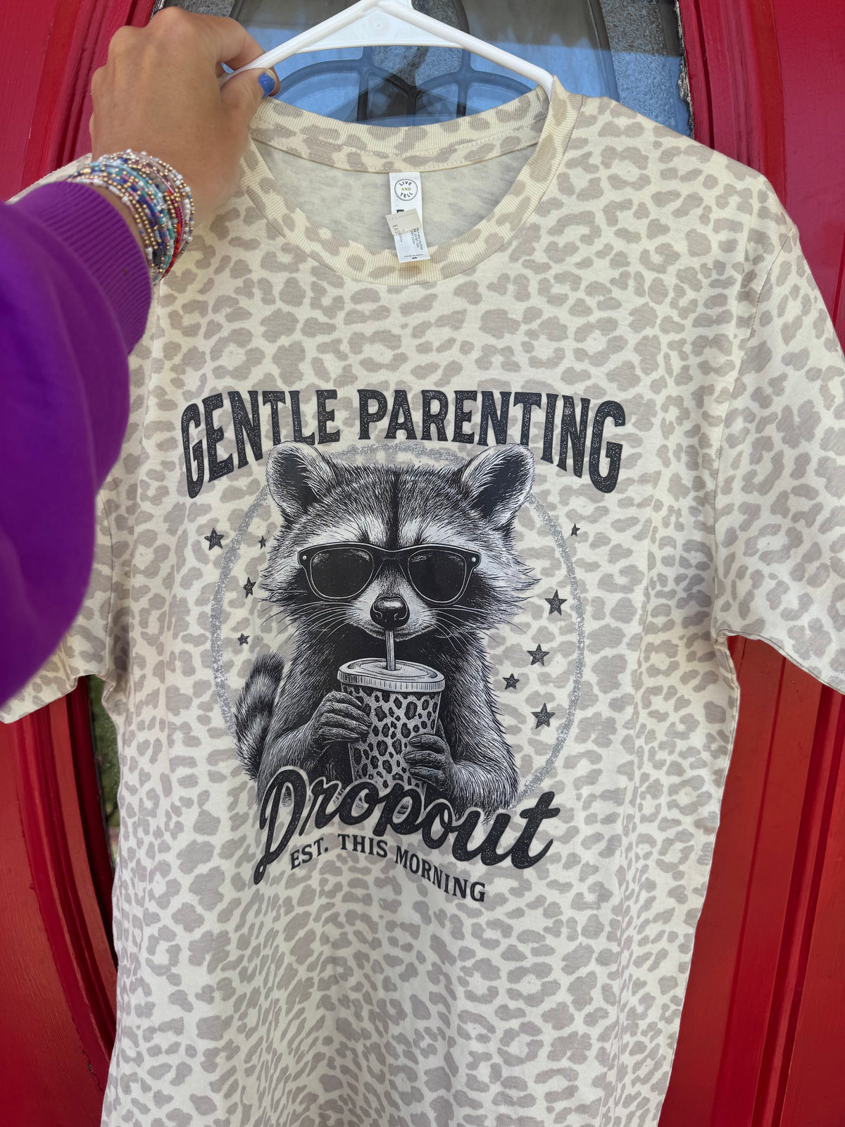 Leopard Print Gentle Parenting Drop out short sleeve shirt
