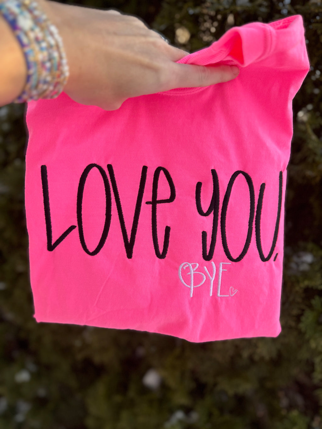 Love you embroidered short sleeve shirt
