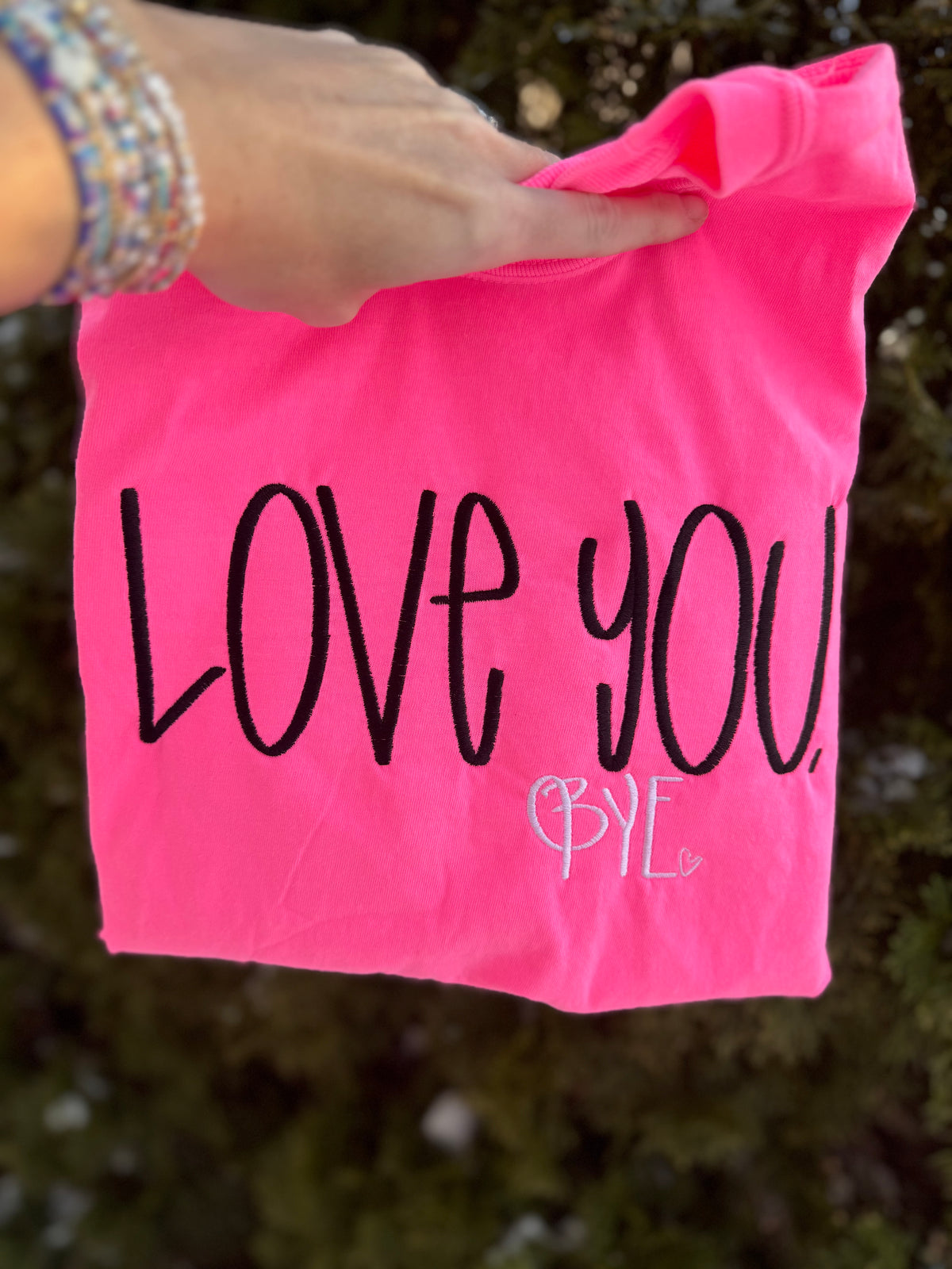 Love you embroidered short sleeve shirt