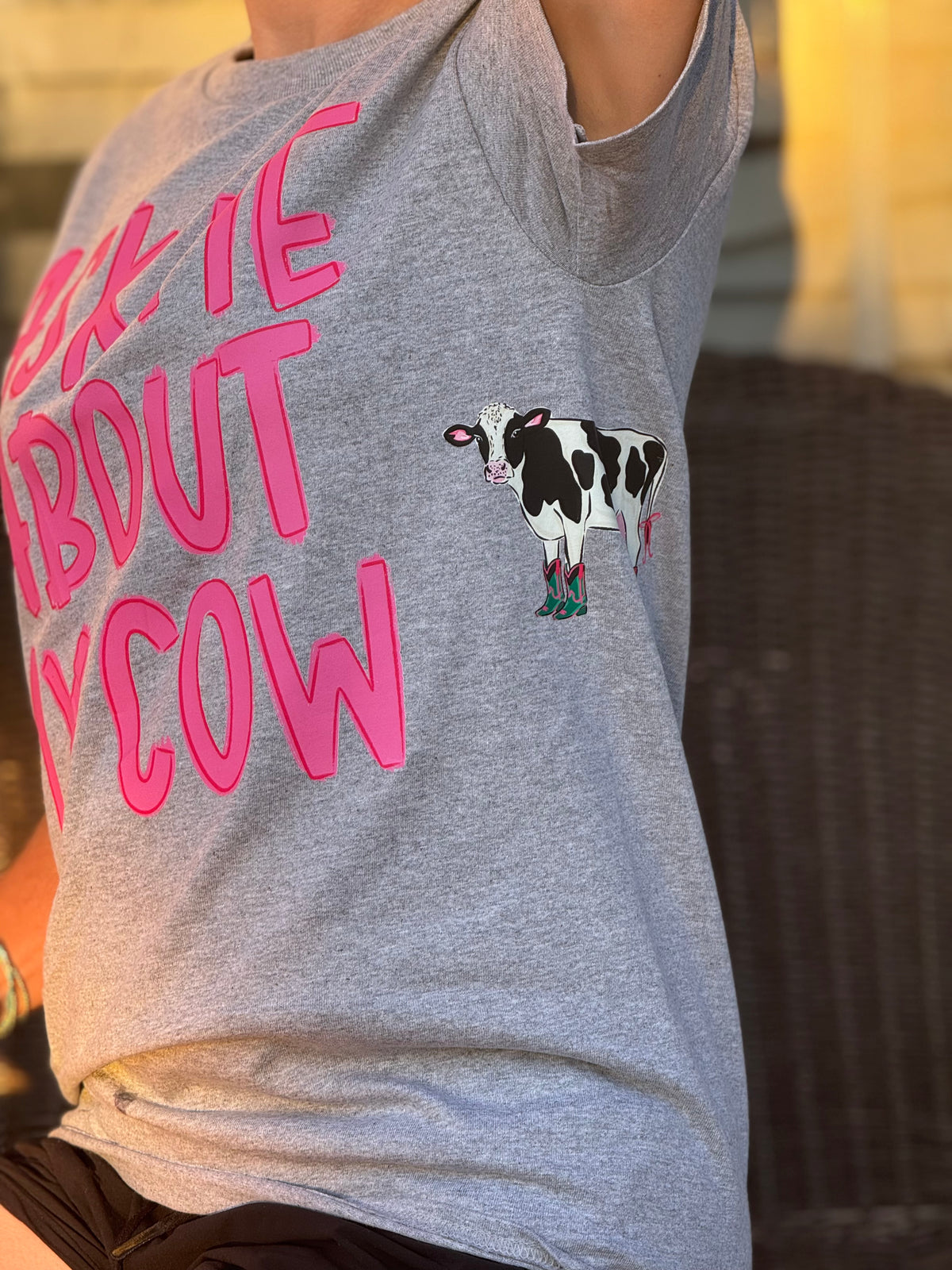 Ask me about my cow short sleeve shirt