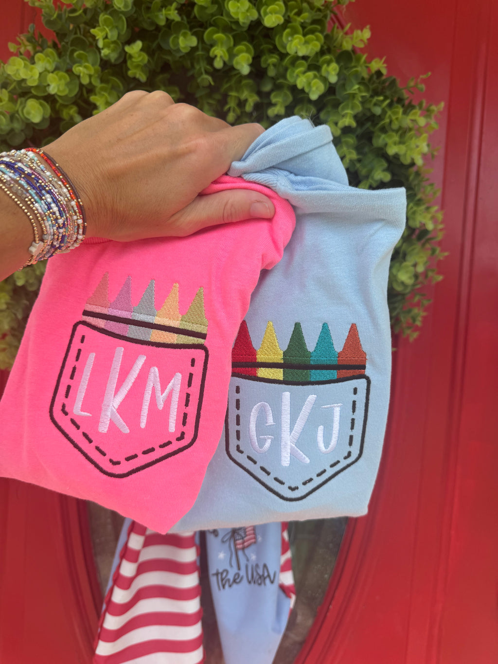Crayon Monogram embroidered short sleeve shirt