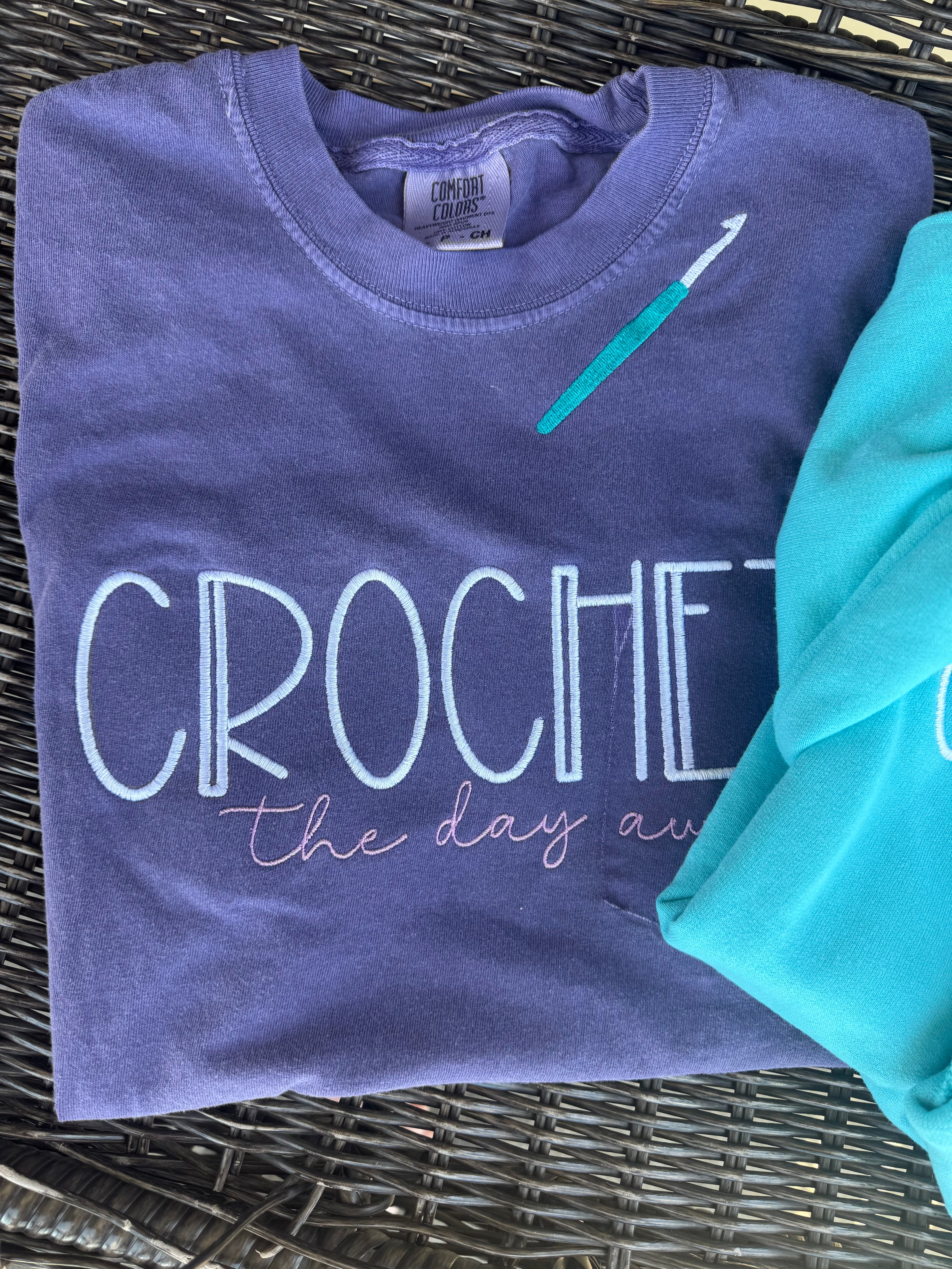 Crochet the day away Custom Embroidered Short Sleeve Shirt