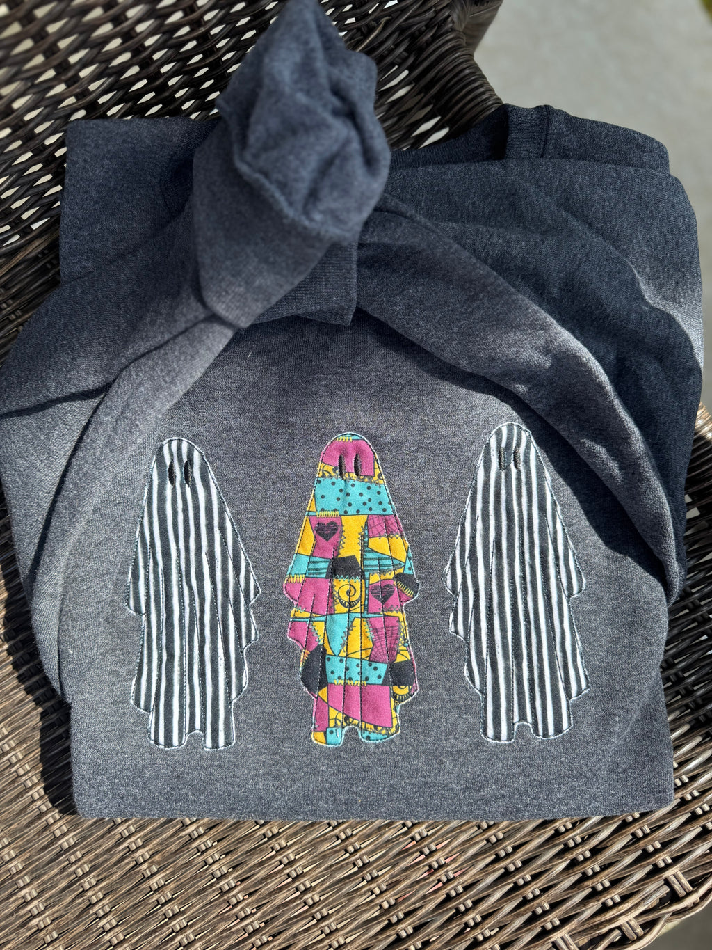 Ghost Embroidered Sweatshirt, The Nightmare Before Christmas inspired fabric