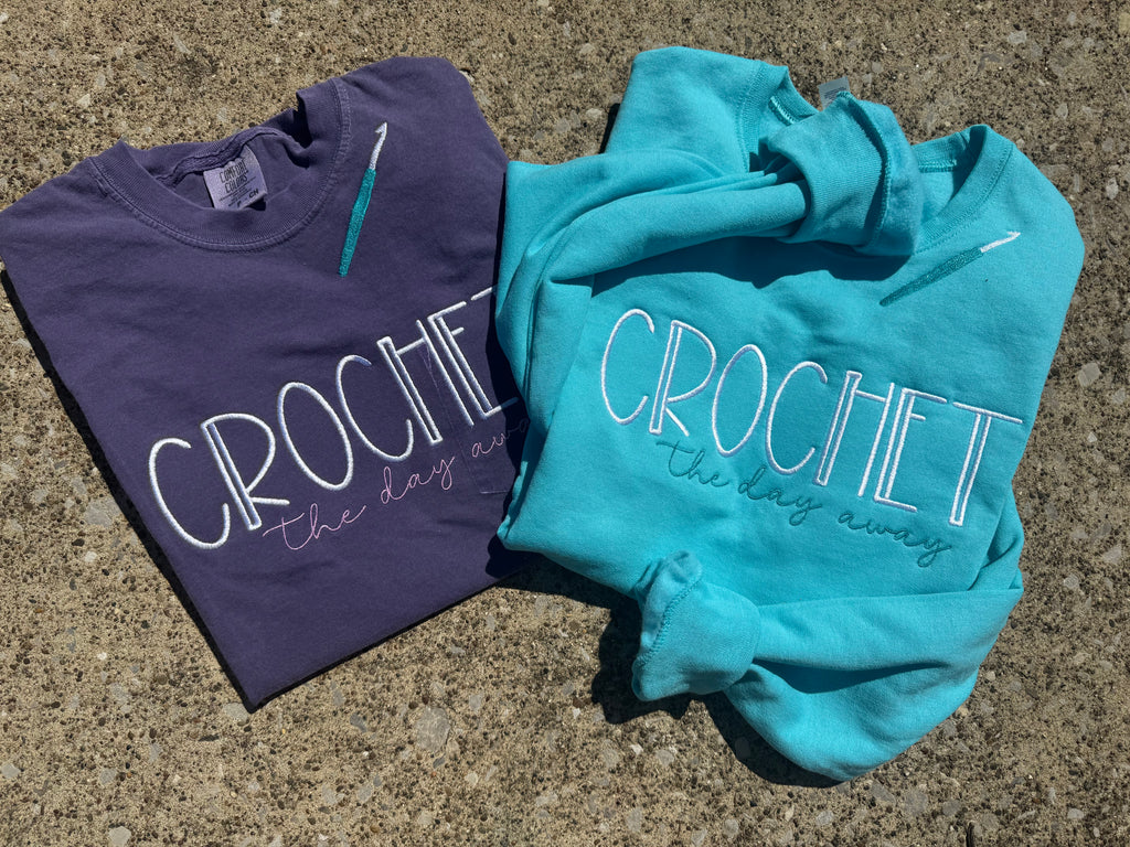 Crochet the day away Custom Embroidered Short Sleeve Shirt