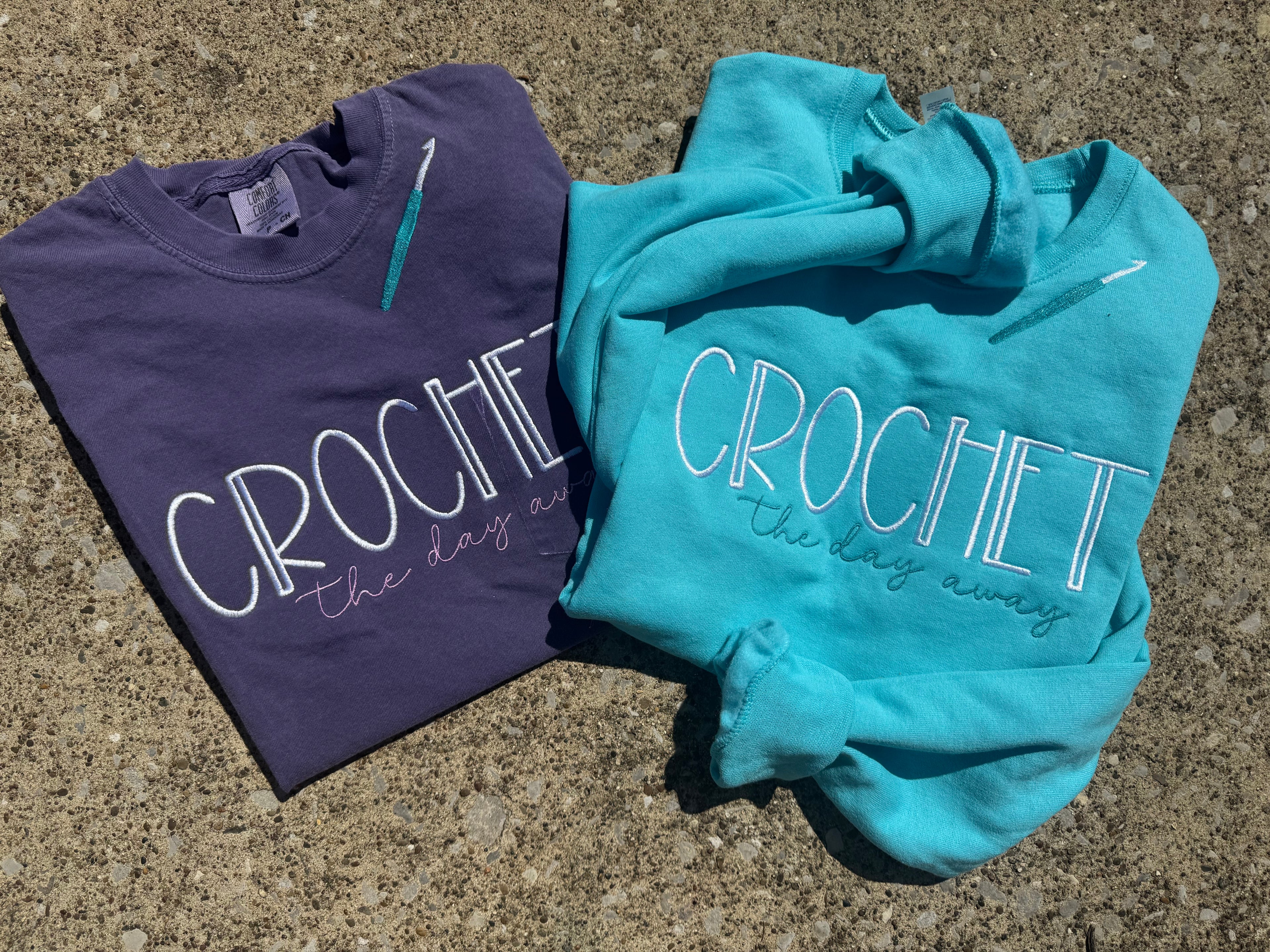 Crochet the day away Custom Embroidered Short Sleeve Shirt