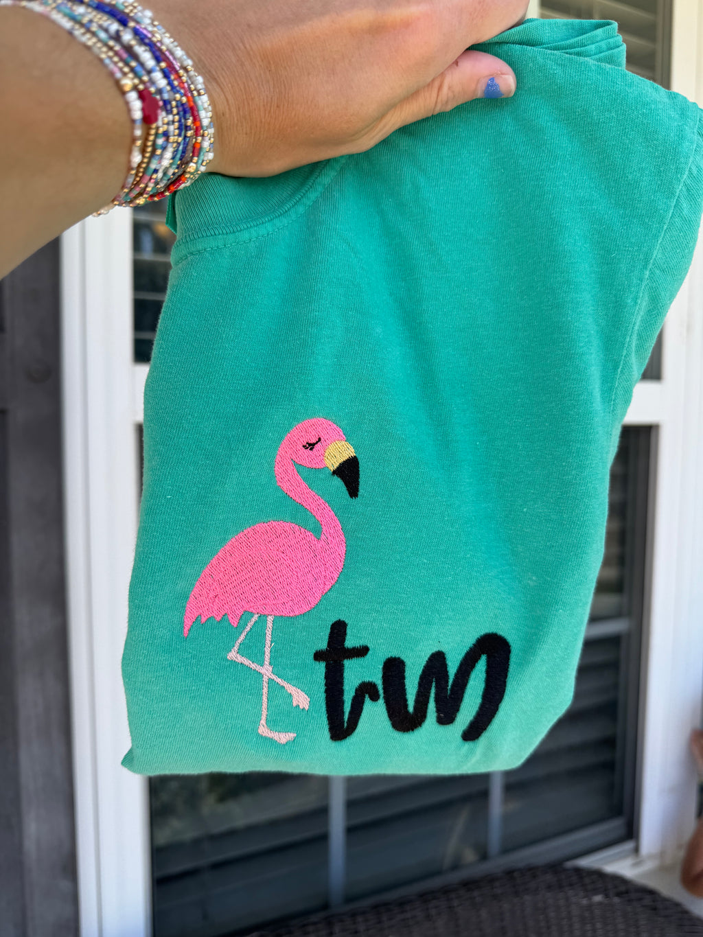 Flamingo monogram embroidered tee