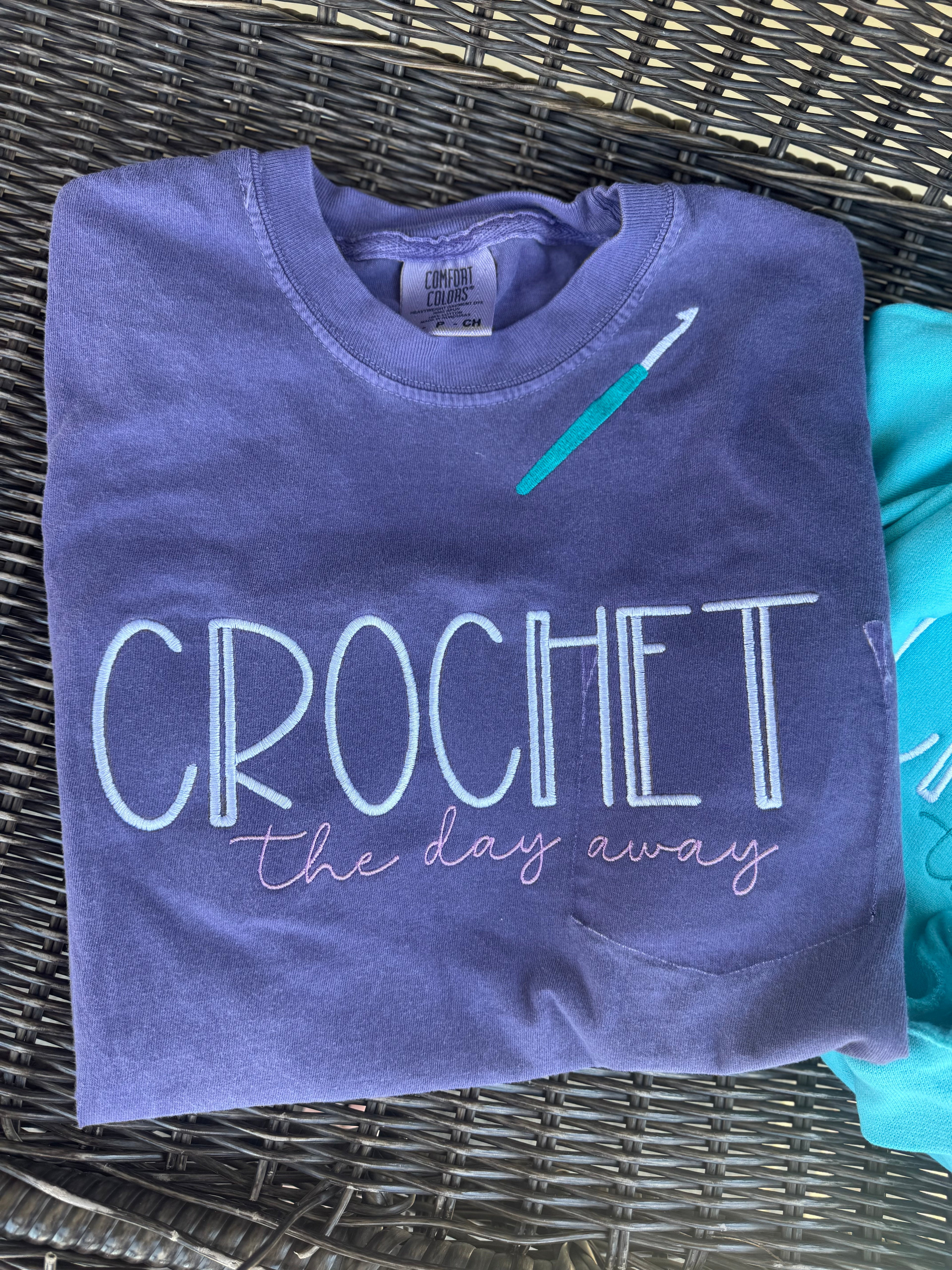 Crochet the day away Custom Embroidered Short Sleeve Shirt
