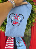 Patriotic Mouse Monogram embroidered short sleeve shirt