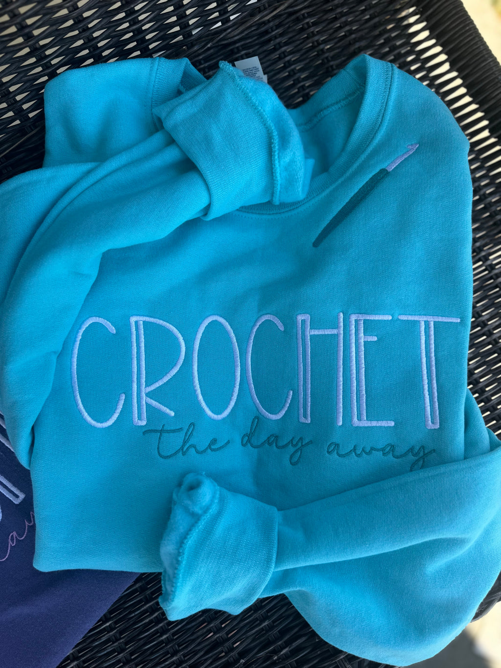 Crochet the day away Custom Embroidered Short Sleeve Shirt
