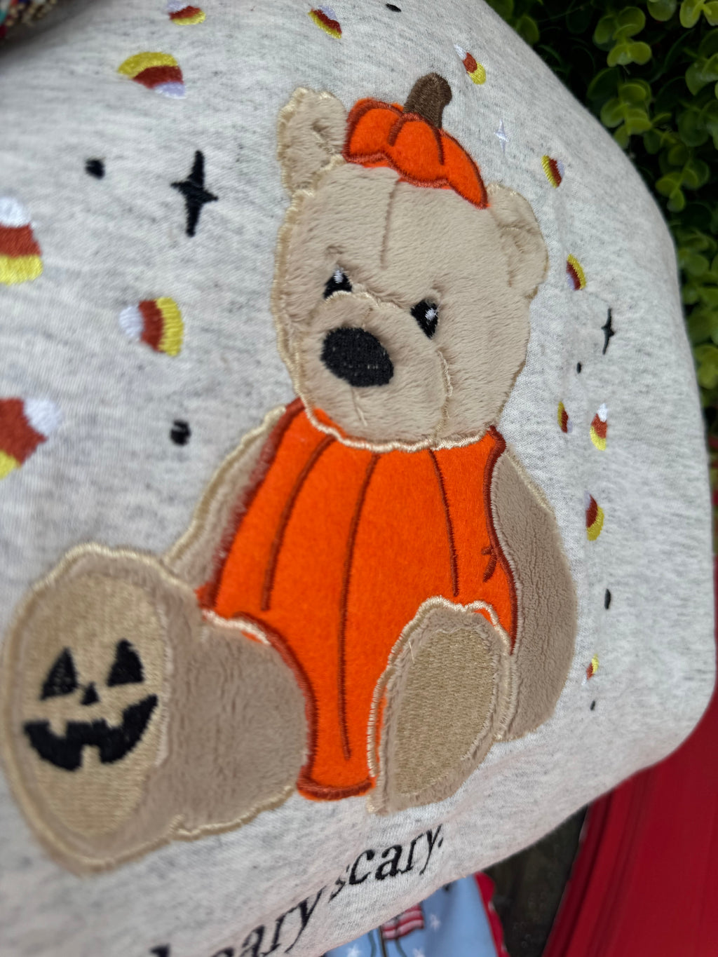Beary Scary front and back embroidered sweatshirt