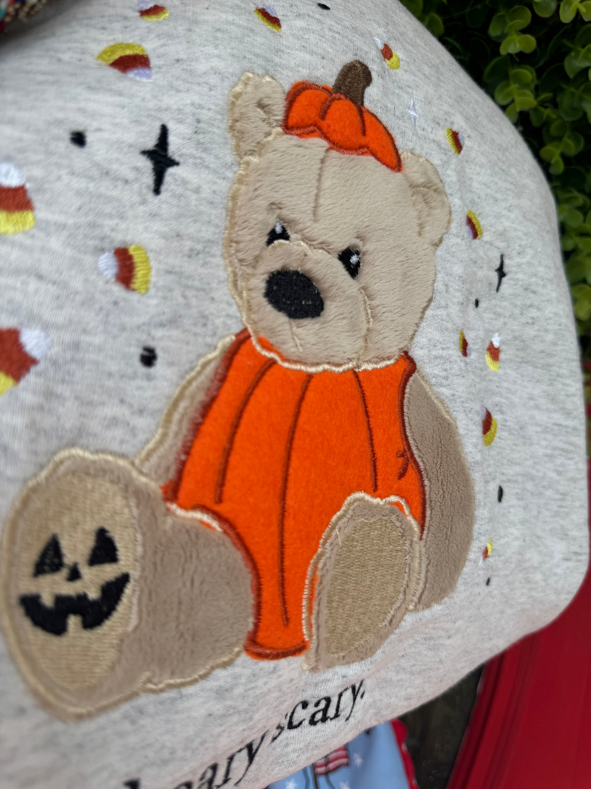 Beary Scary front and back embroidered sweatshirt
