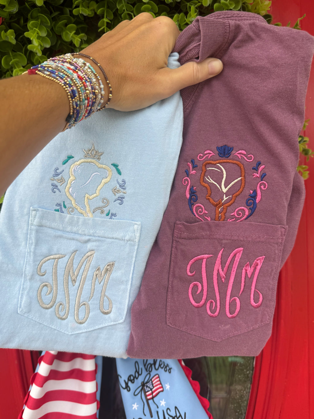 Ice Princess and sister monogram embroidered tee