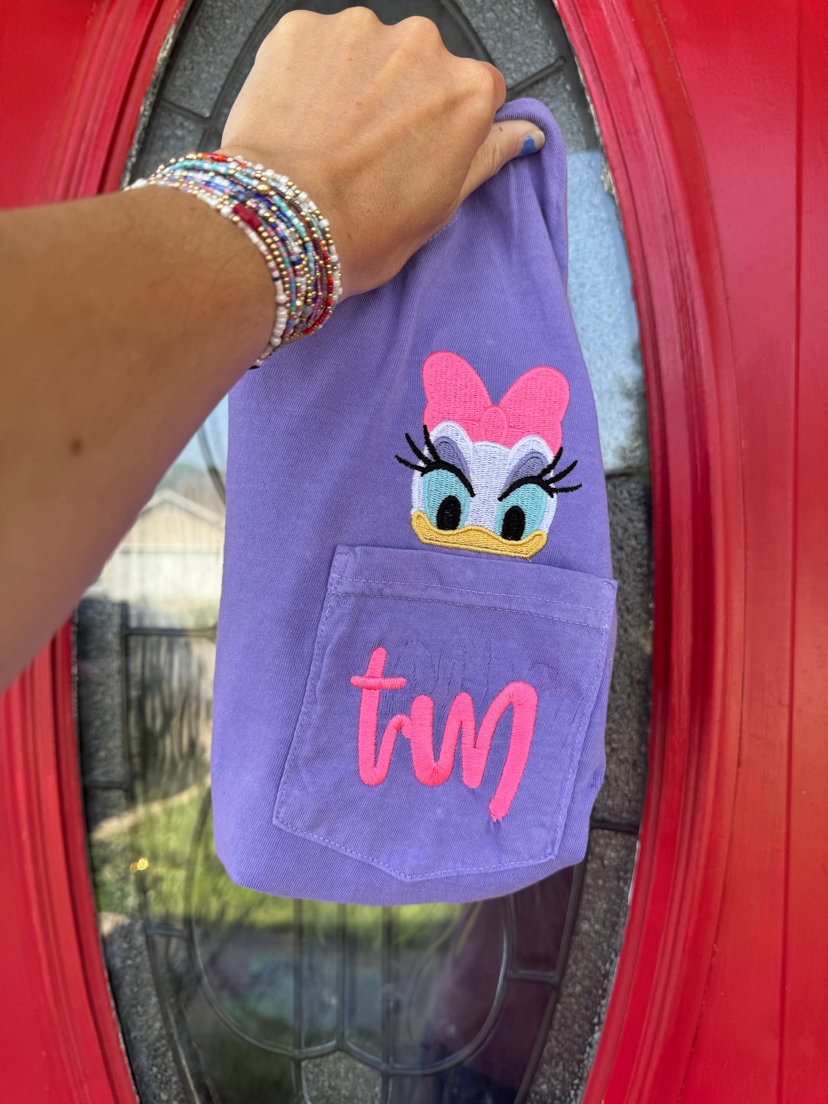 Girly duck monogram embroidered tee