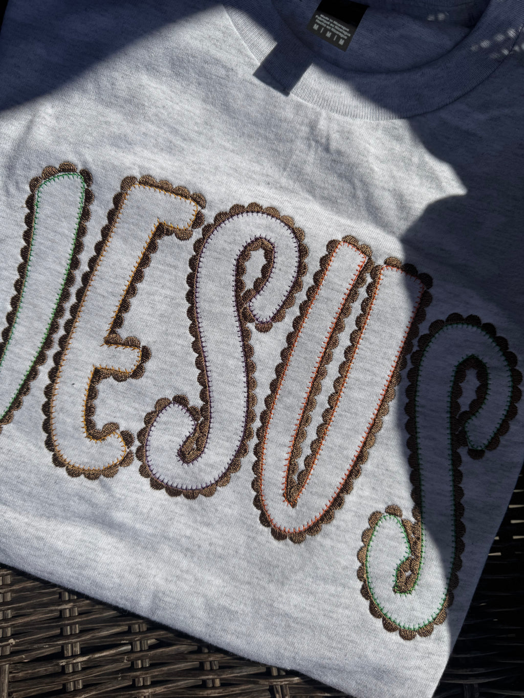 Jesus embroidered short sleeve shirt