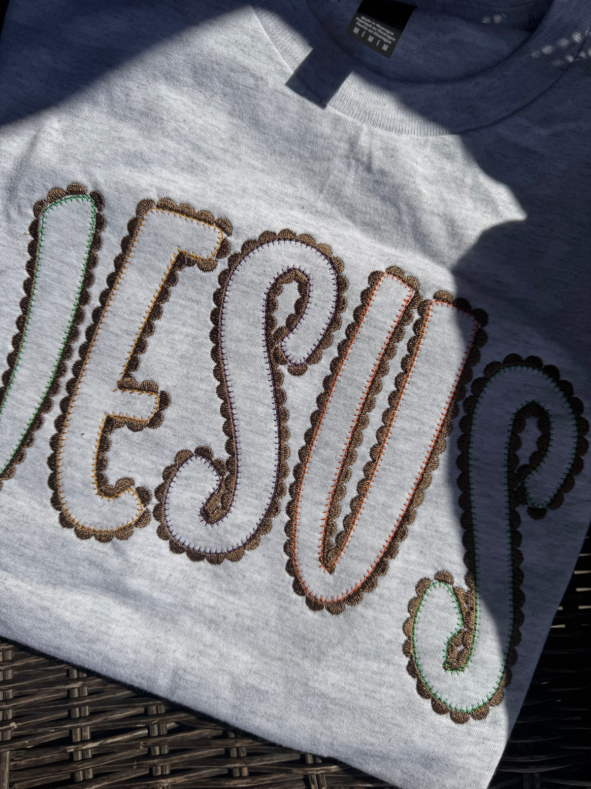 Jesus embroidered short sleeve shirt