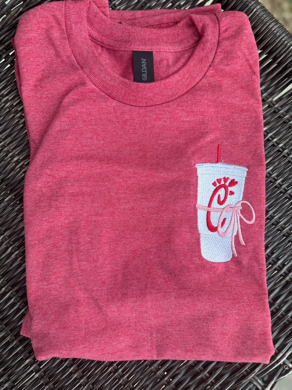Favorite chicken place embroidered short sleeve shirt