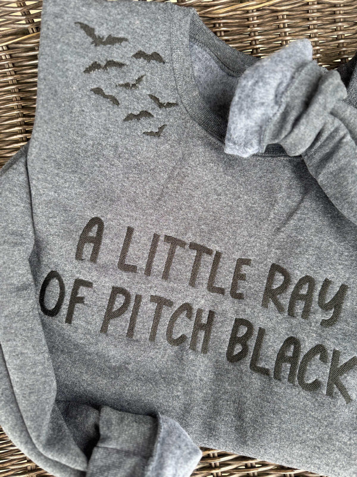 Just a little ray of pitch black sweatshirt, embroidered