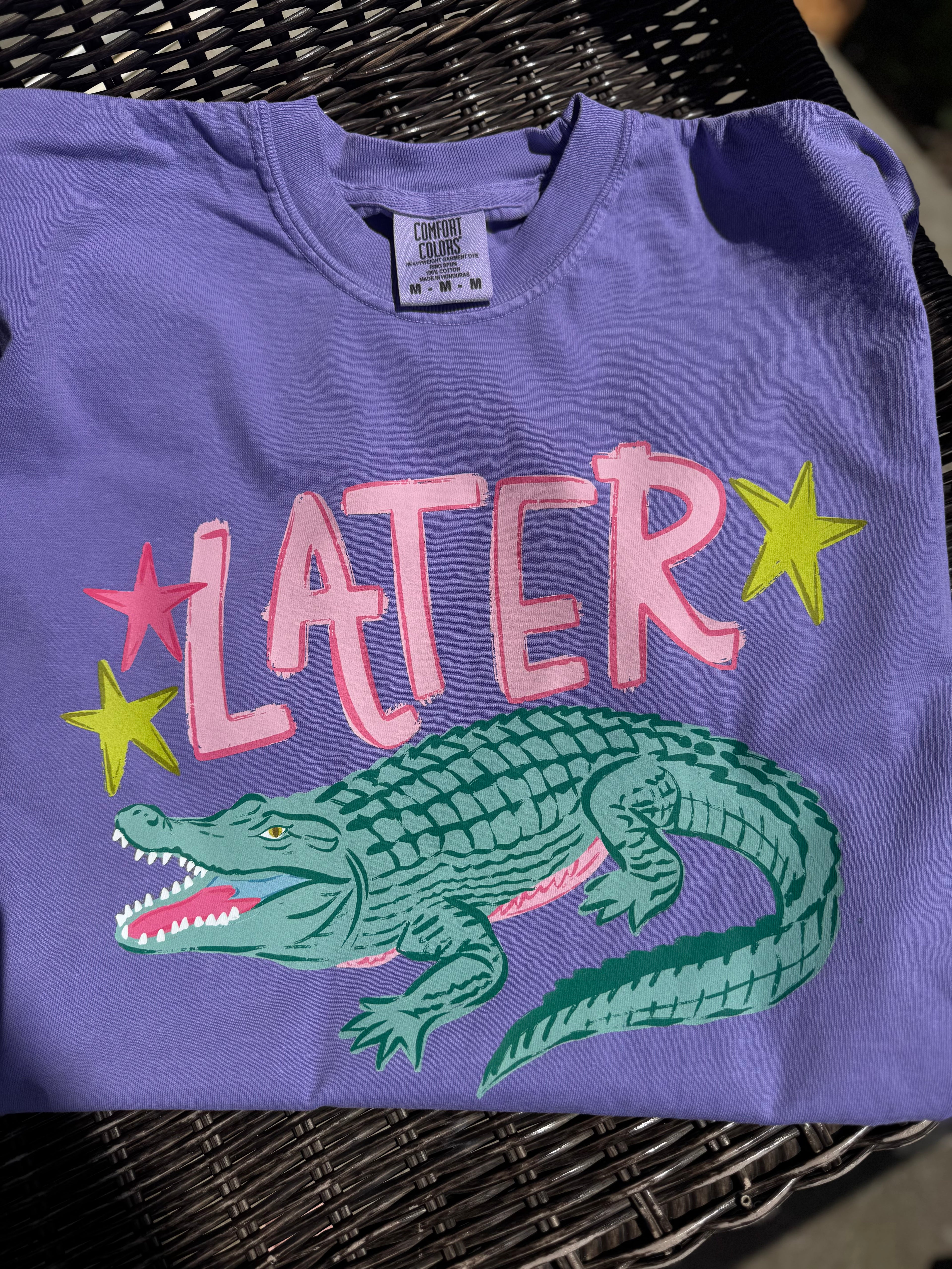 Later Gator, After While Crocodile short sleeve shirt, FRONT AND BACK DESIGN