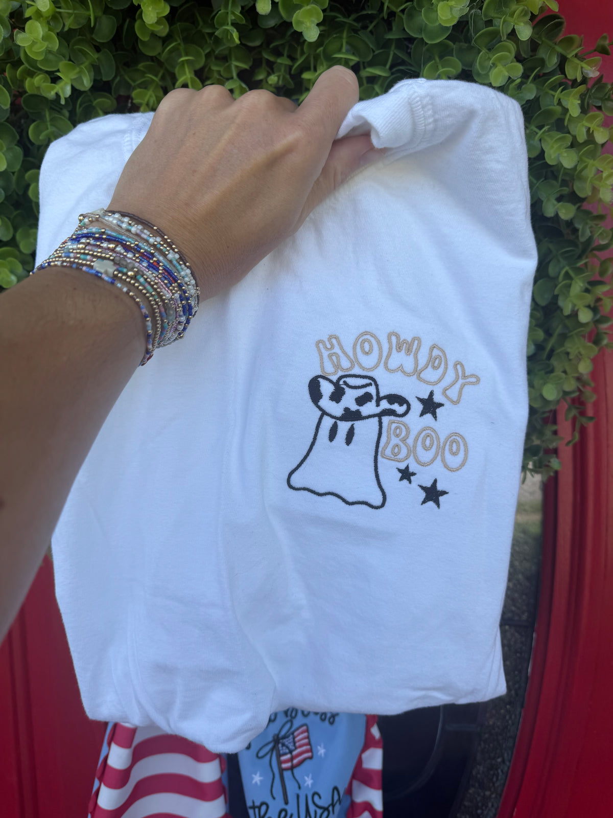 Howdy Boo embroidered short sleeve shirt