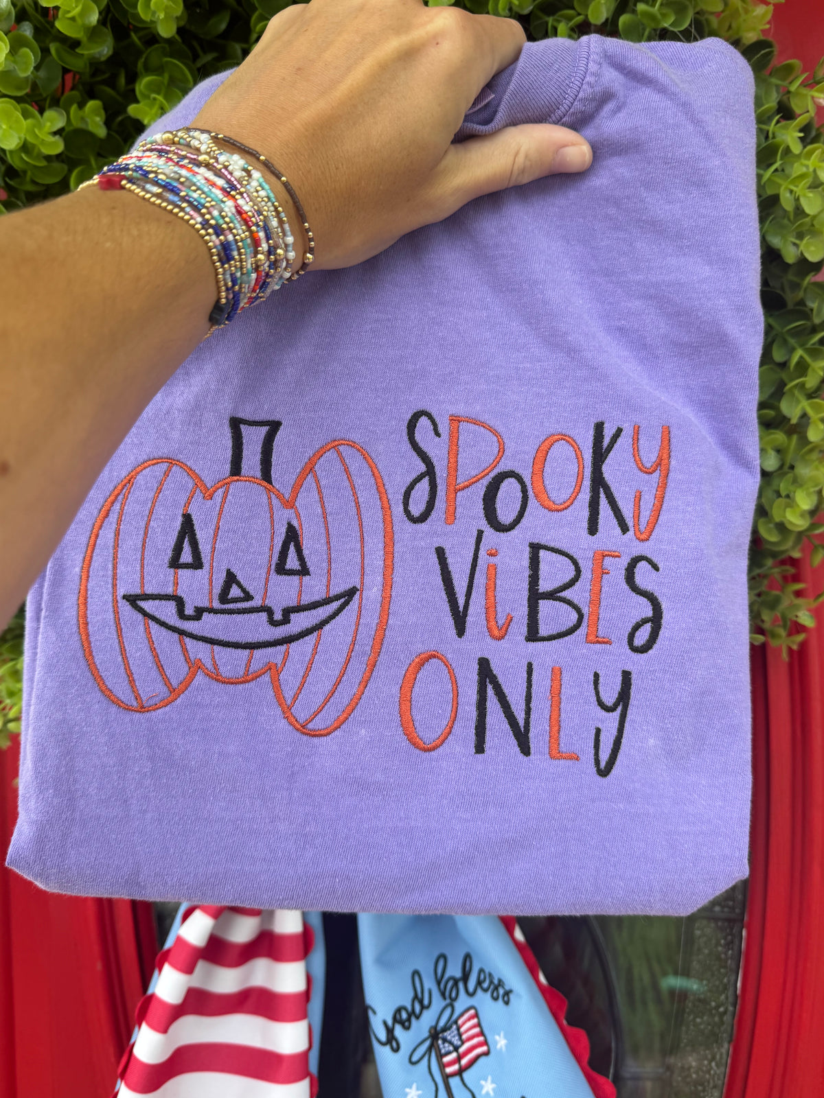 Spooky Vibes Only embroidered short sleeve shirt