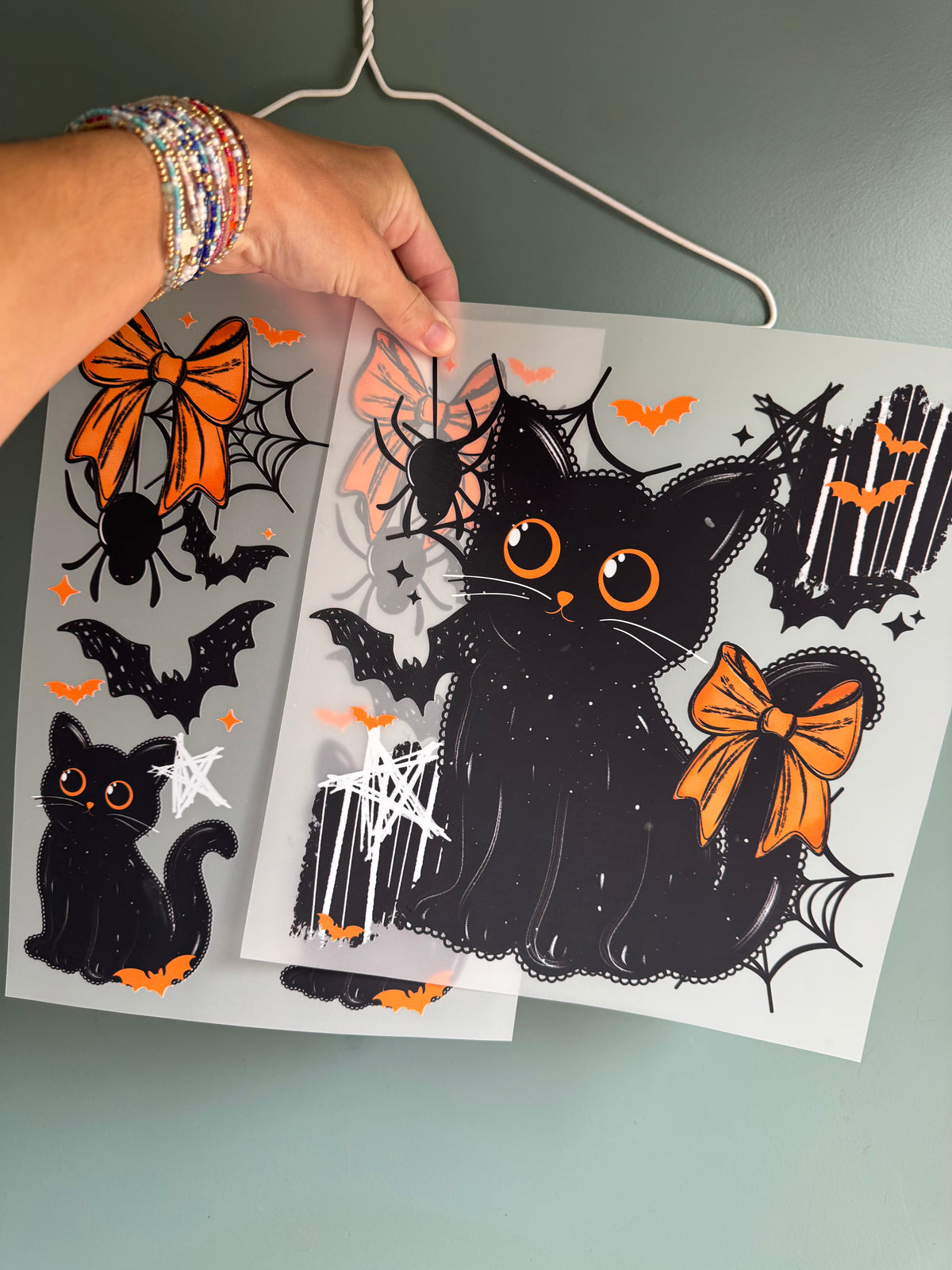 Halloween cat with sleeve design shirt