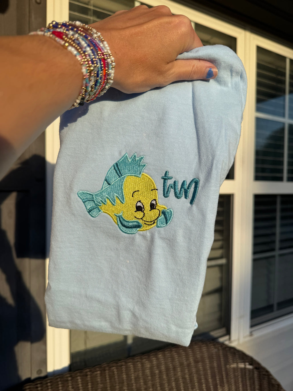 Fish monogram embroidered tee