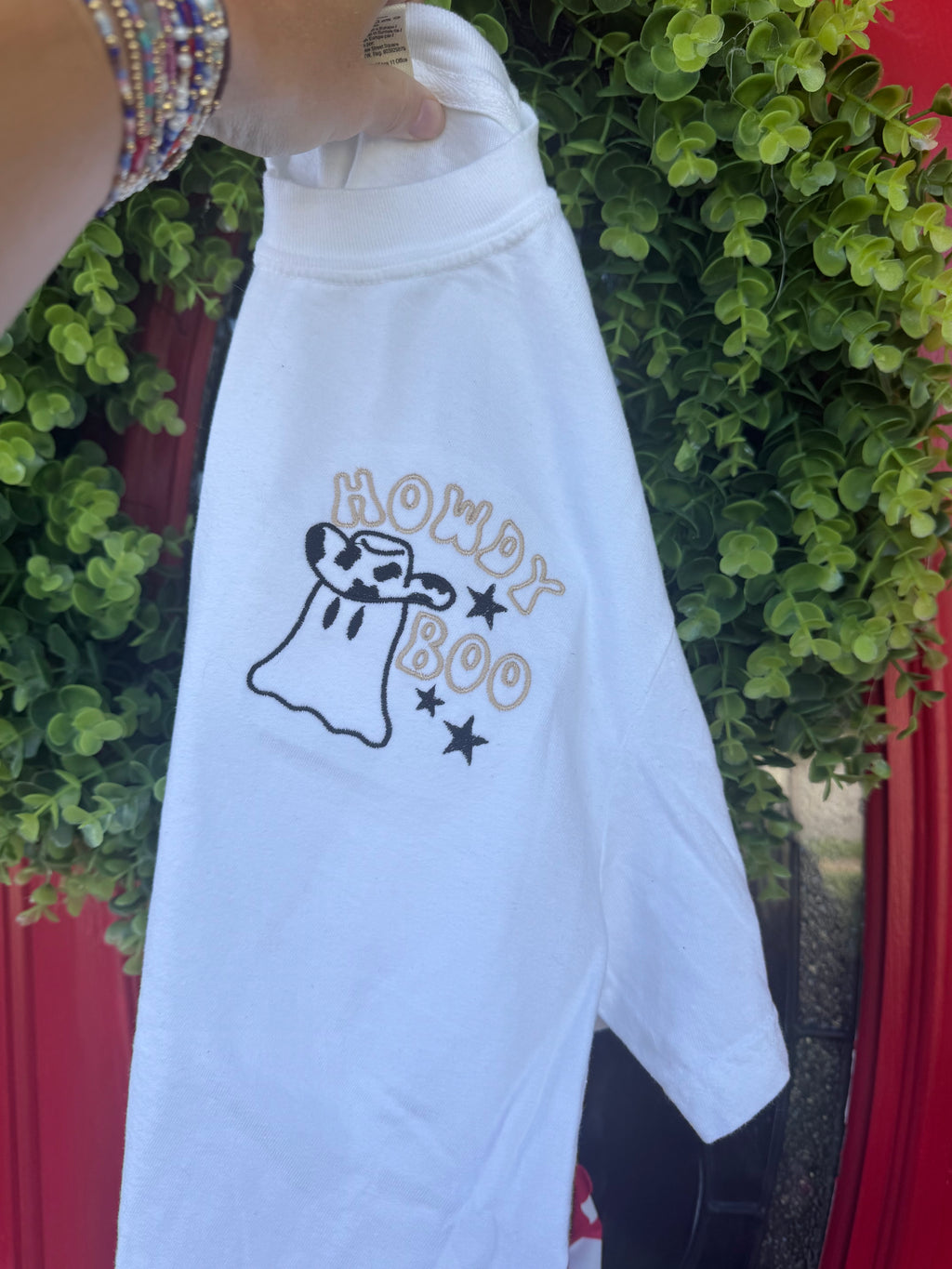 Howdy Boo embroidered short sleeve shirt