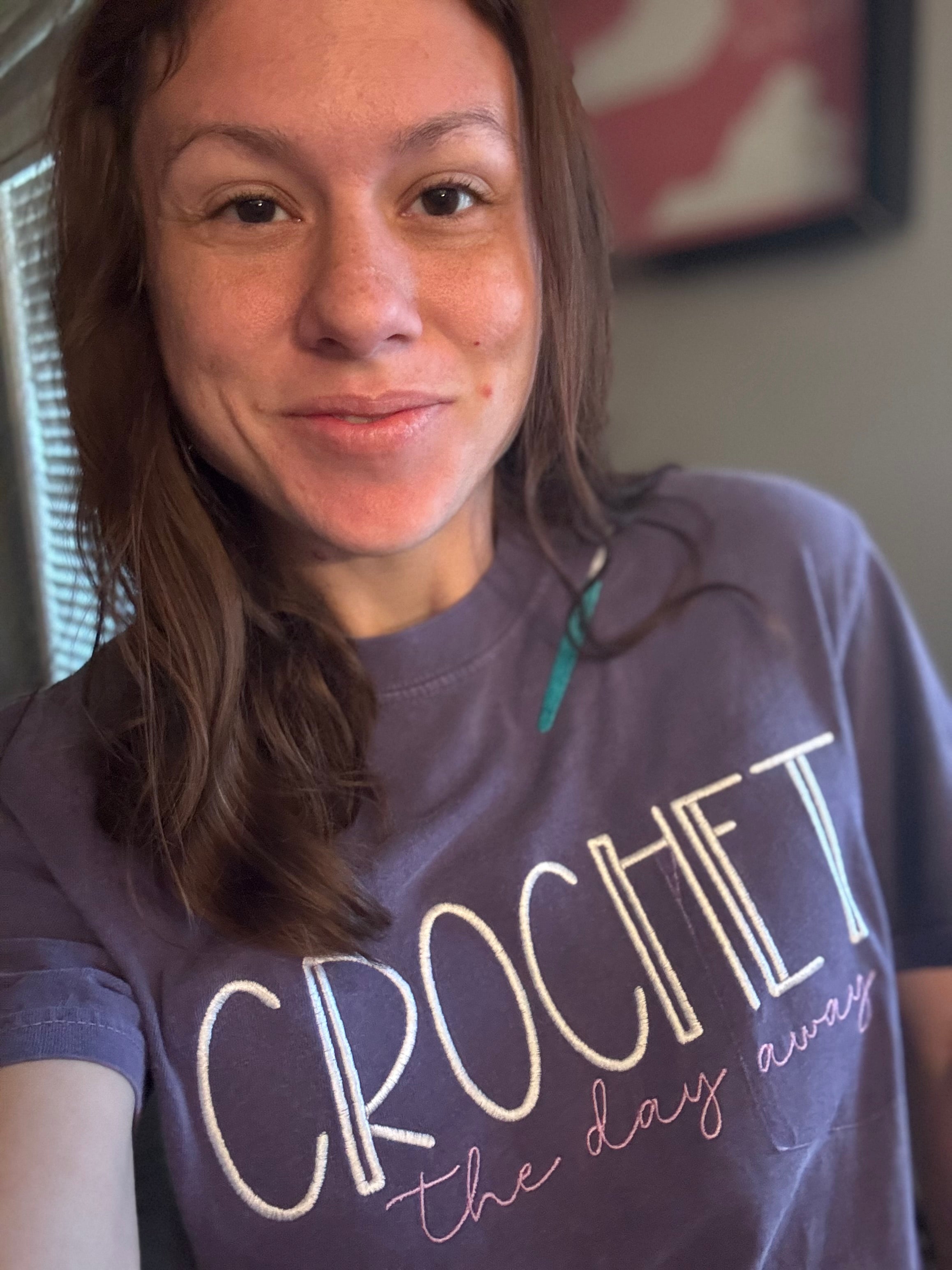 Crochet the day away Custom Embroidered Short Sleeve Shirt