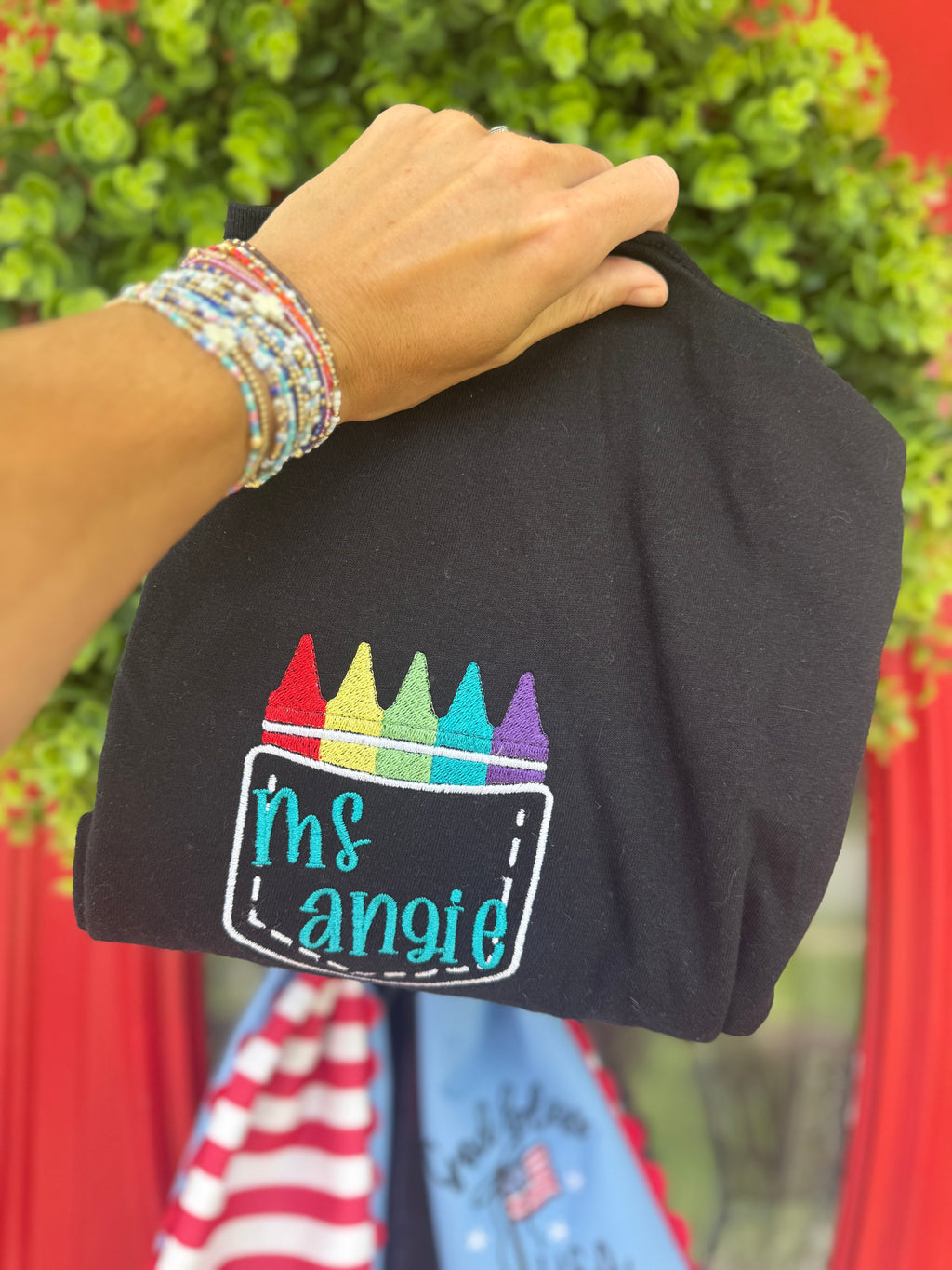 Crayon Monogram embroidered short sleeve shirt
