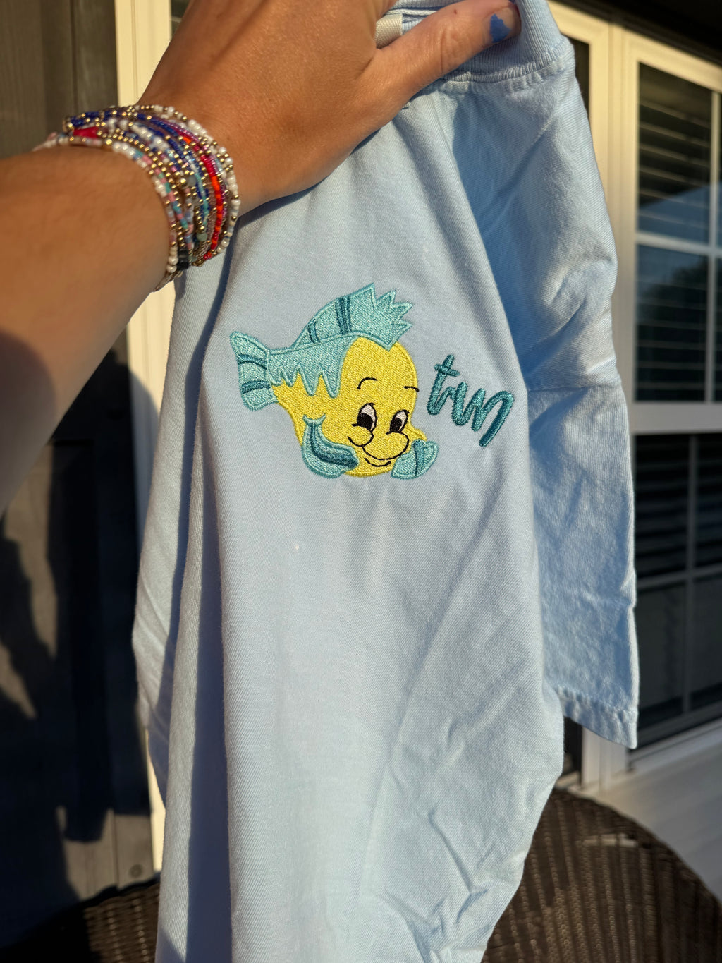 Fish monogram embroidered tee