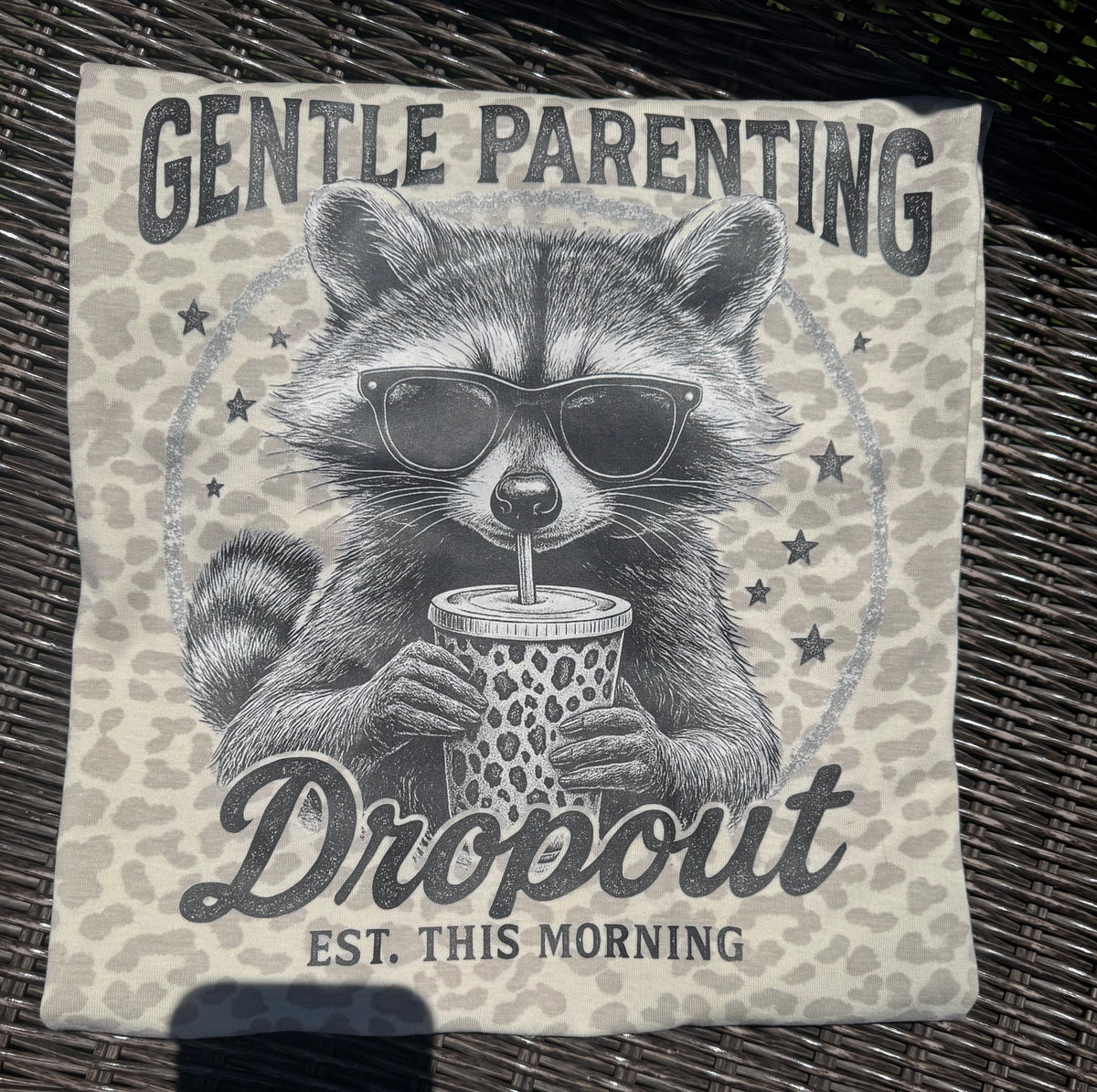Leopard Print Gentle Parenting Drop out short sleeve shirt