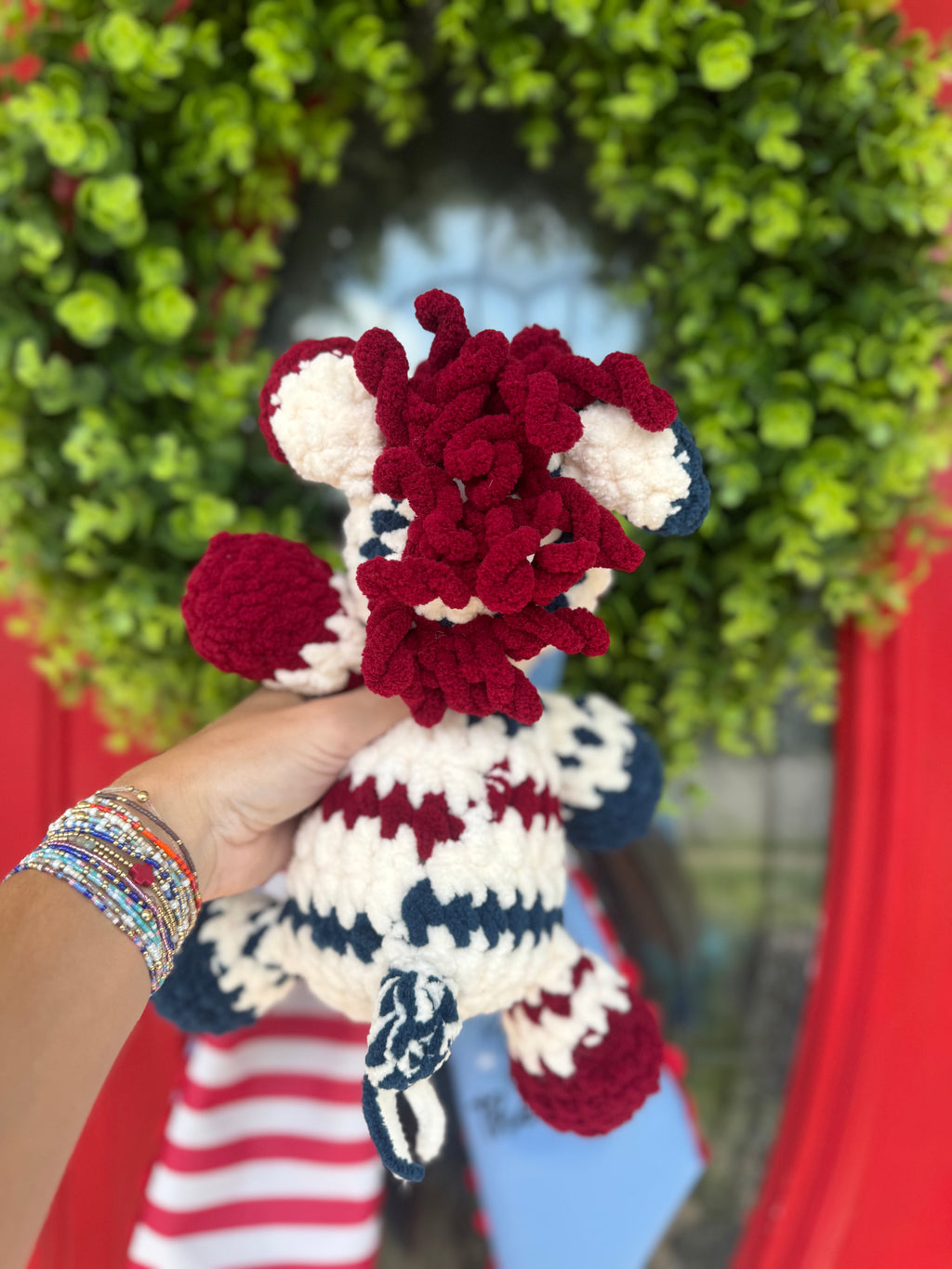 Patriotic Zebra crochet plush