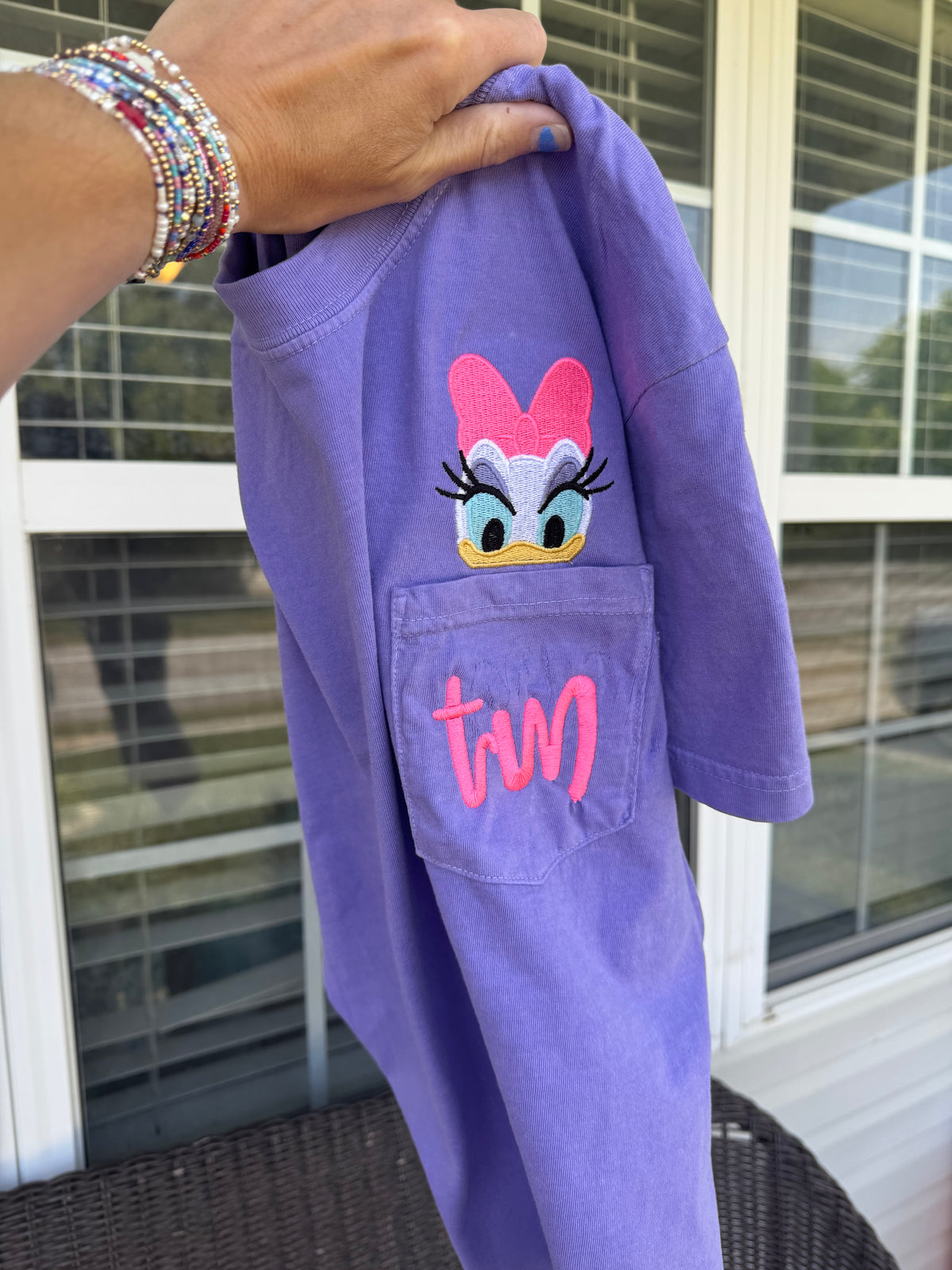 Girly duck monogram embroidered tee