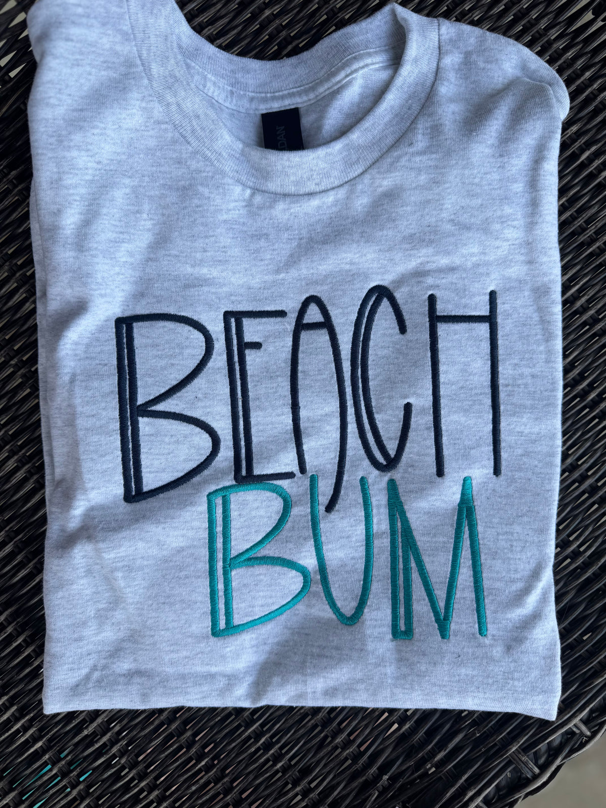 Ash Gray Beach Bum embroidered short sleeve shirt