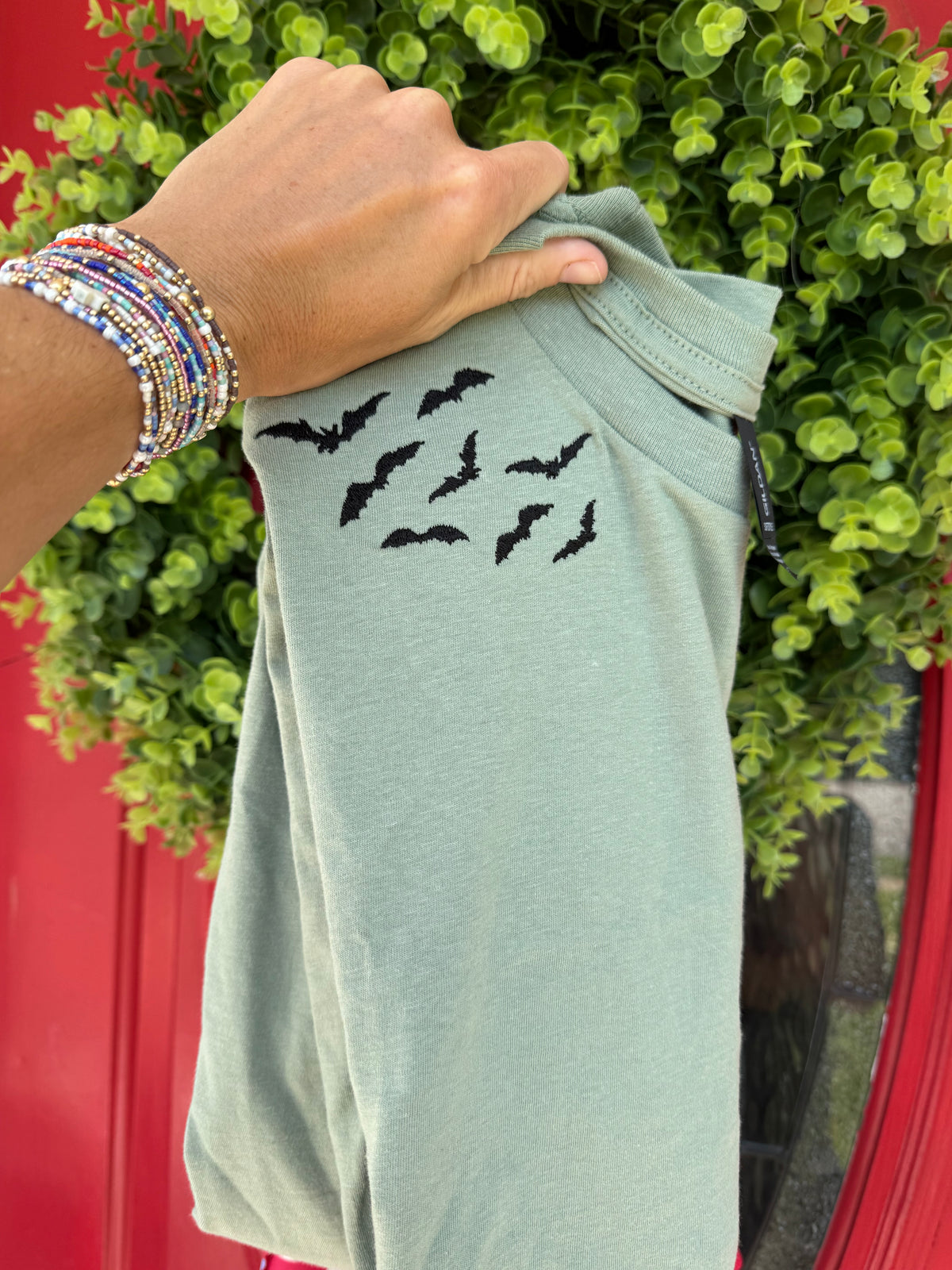 Spooky with bats embroidered shirt