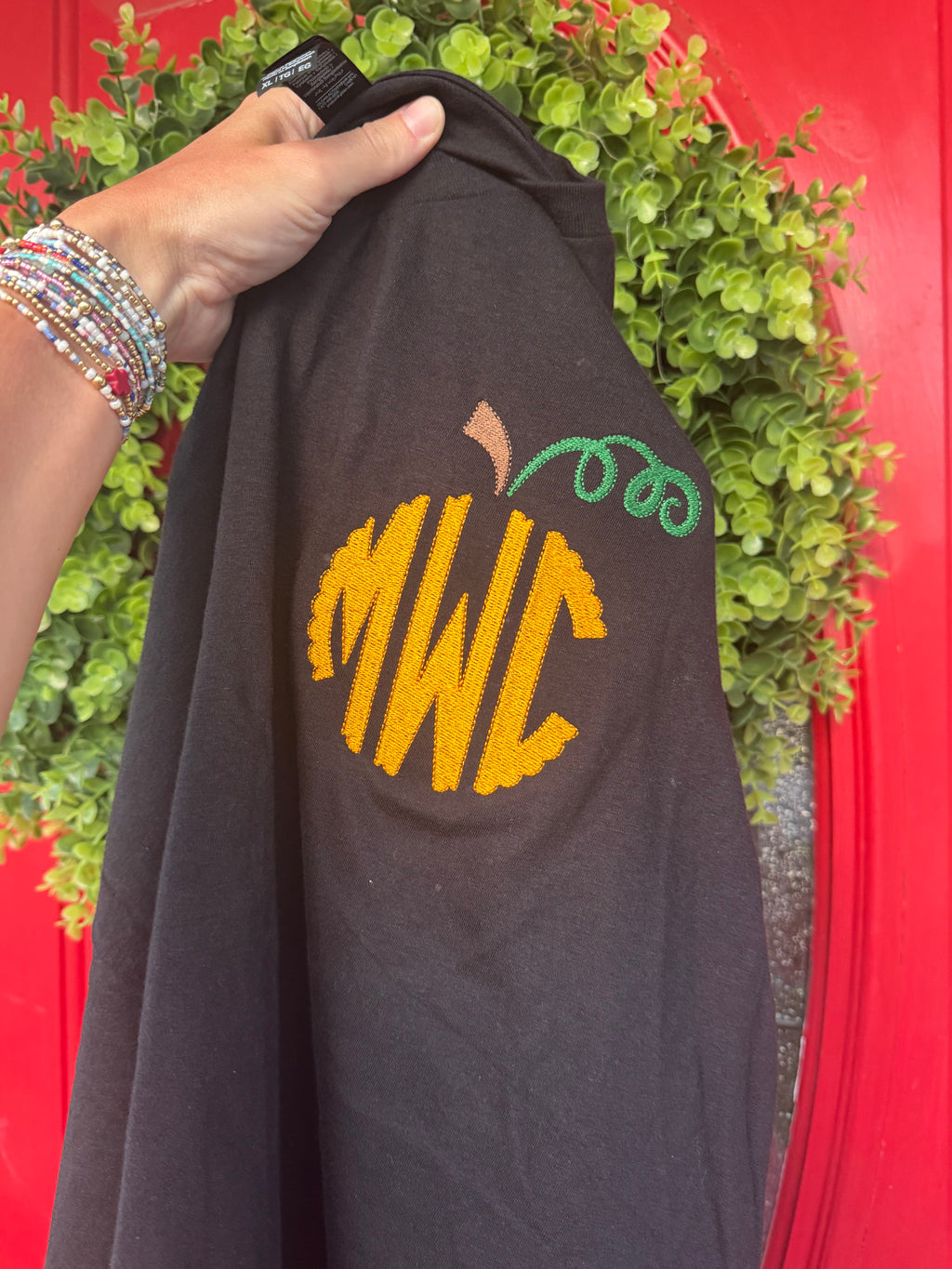 Monogram pumpkin embroidered shirt