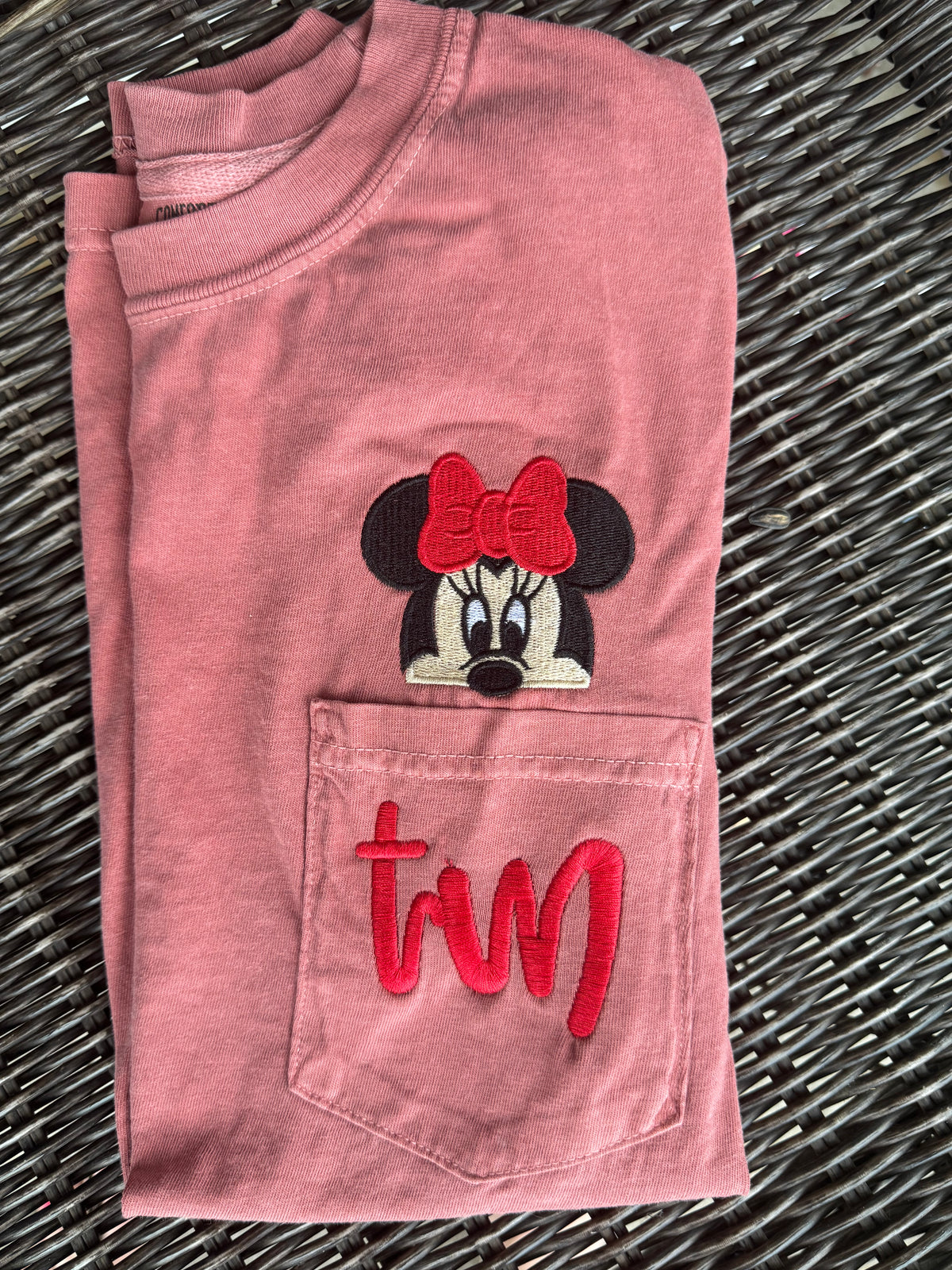 Girly mouse monogram embroidered tee