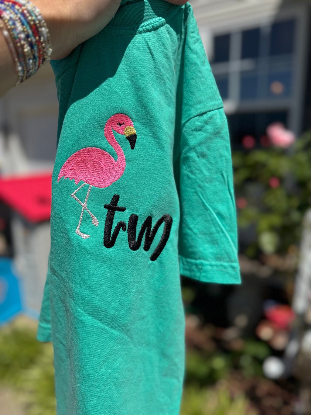 Flamingo monogram embroidered tee