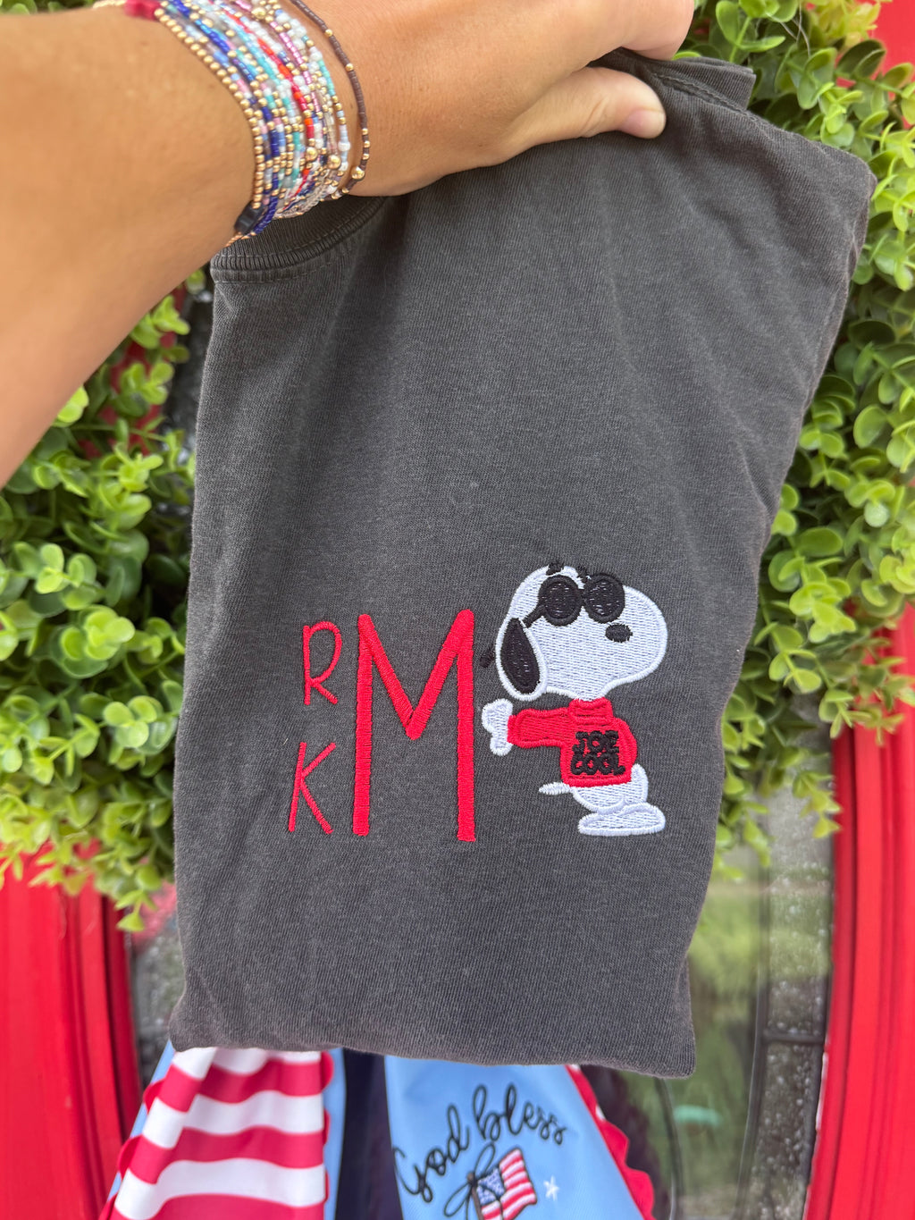 Cool Dog Monogram embroidered short sleeve shirt