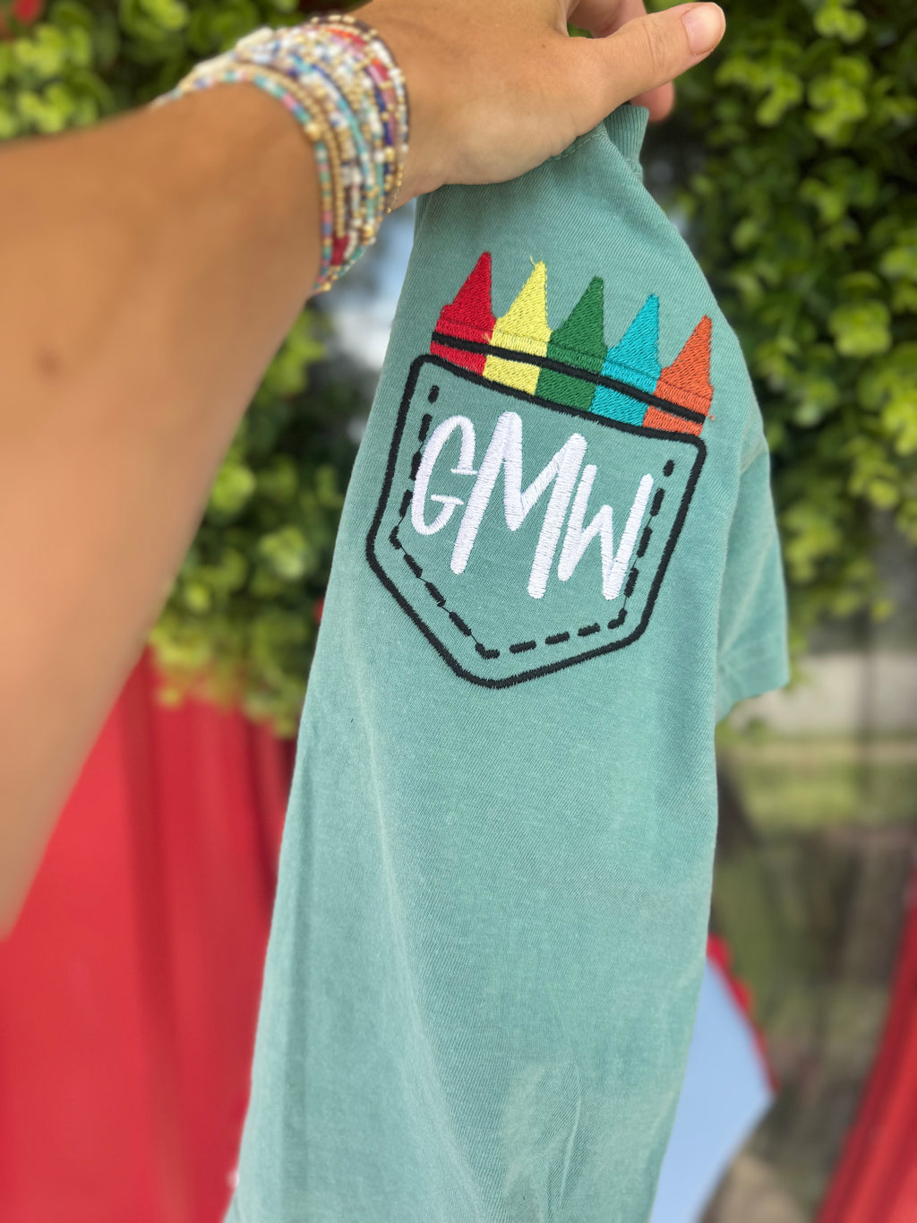 Crayon Monogram embroidered short sleeve shirt
