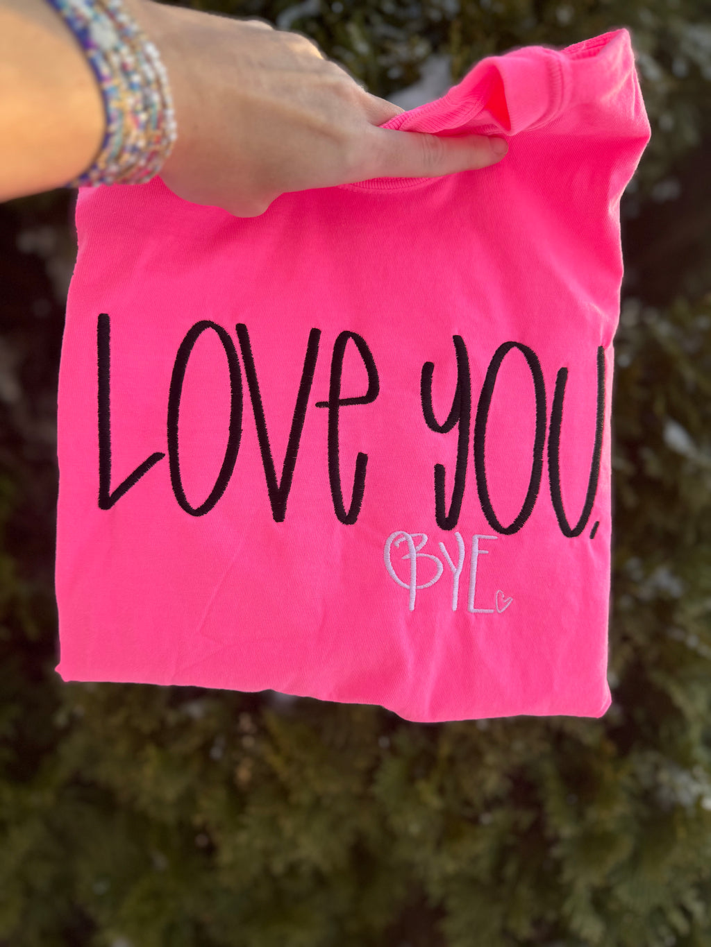 Love you embroidered short sleeve shirt