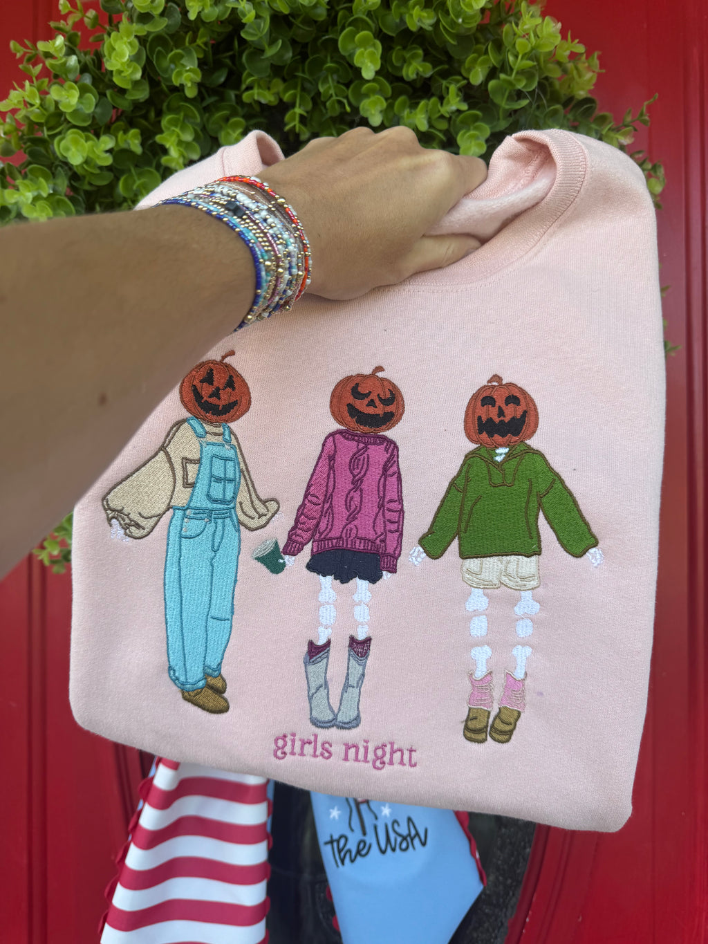 Girls Night embroidered short sleeve shirt