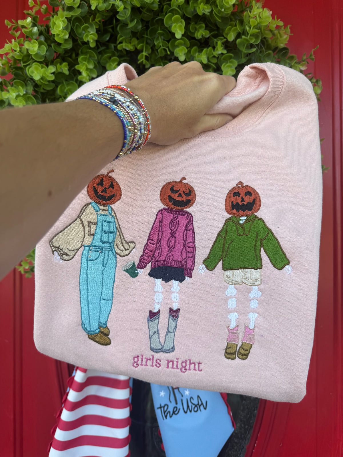 Girls Night embroidered short sleeve shirt