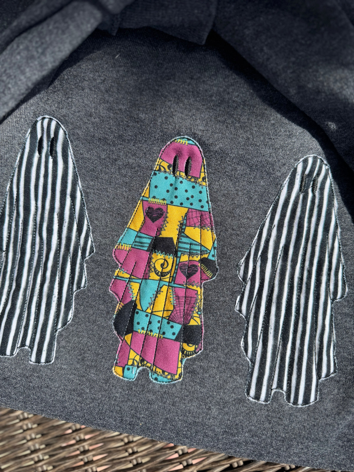 Ghost Embroidered Sweatshirt, The Nightmare Before Christmas inspired fabric
