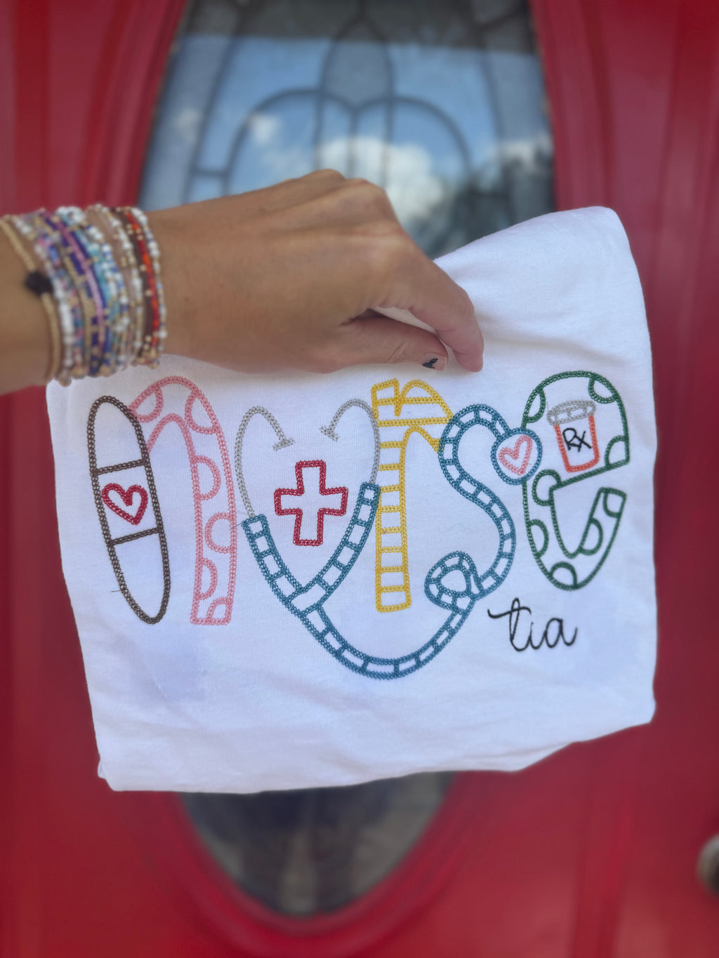 Fun Nurse Embroidered short sleeve shirt